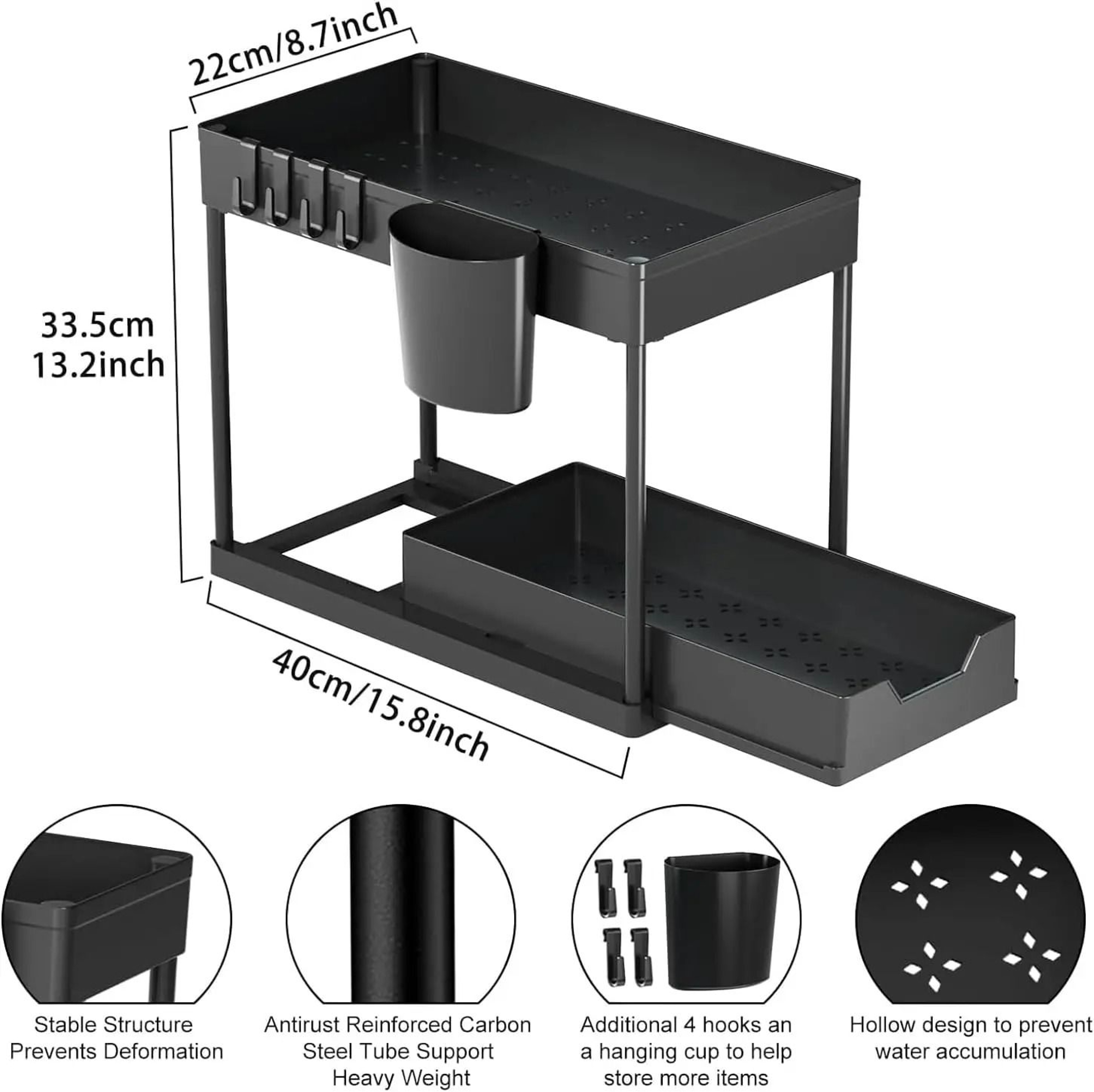 2Tier UnderSink Organizer And MultiPurpose Bathroom Cabinet Storage Shelf Set 2