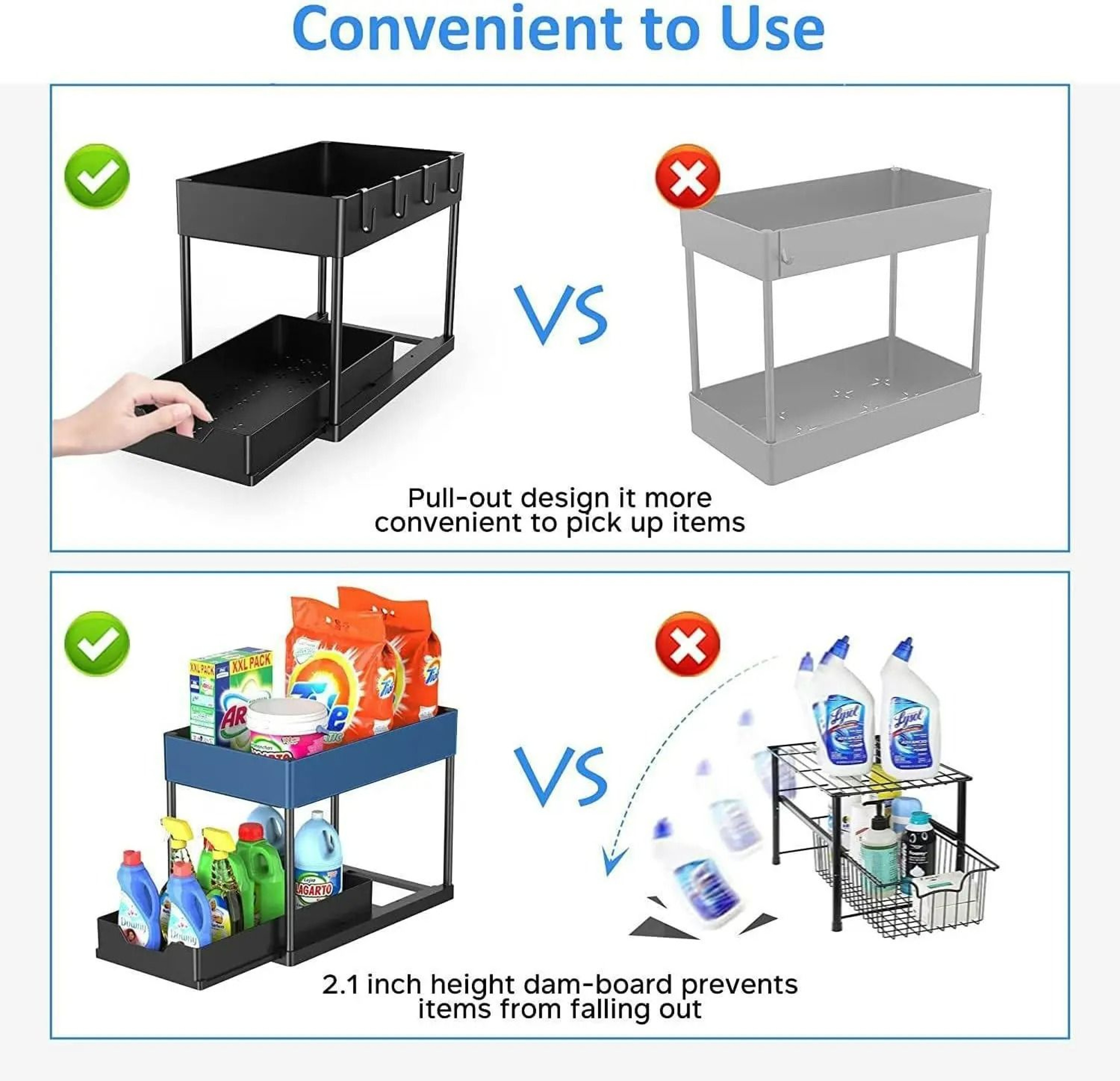 2Tier UnderSink Organizer And MultiPurpose Bathroom Cabinet Storage Shelf Set 3