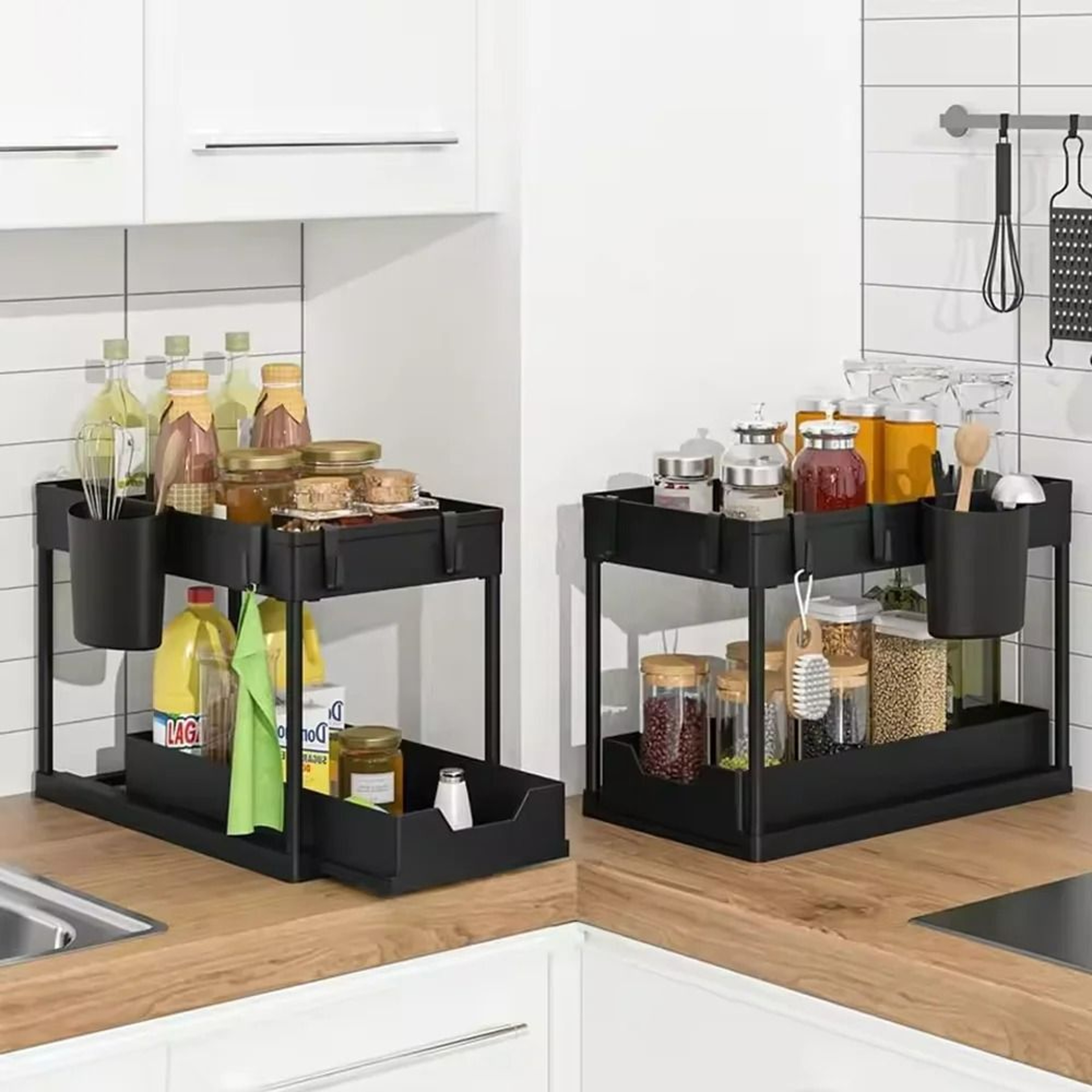 2Tier UnderSink SlideOut Cabinet Organizer And HeavyDuty Sliding Storage Basket Rack 3
