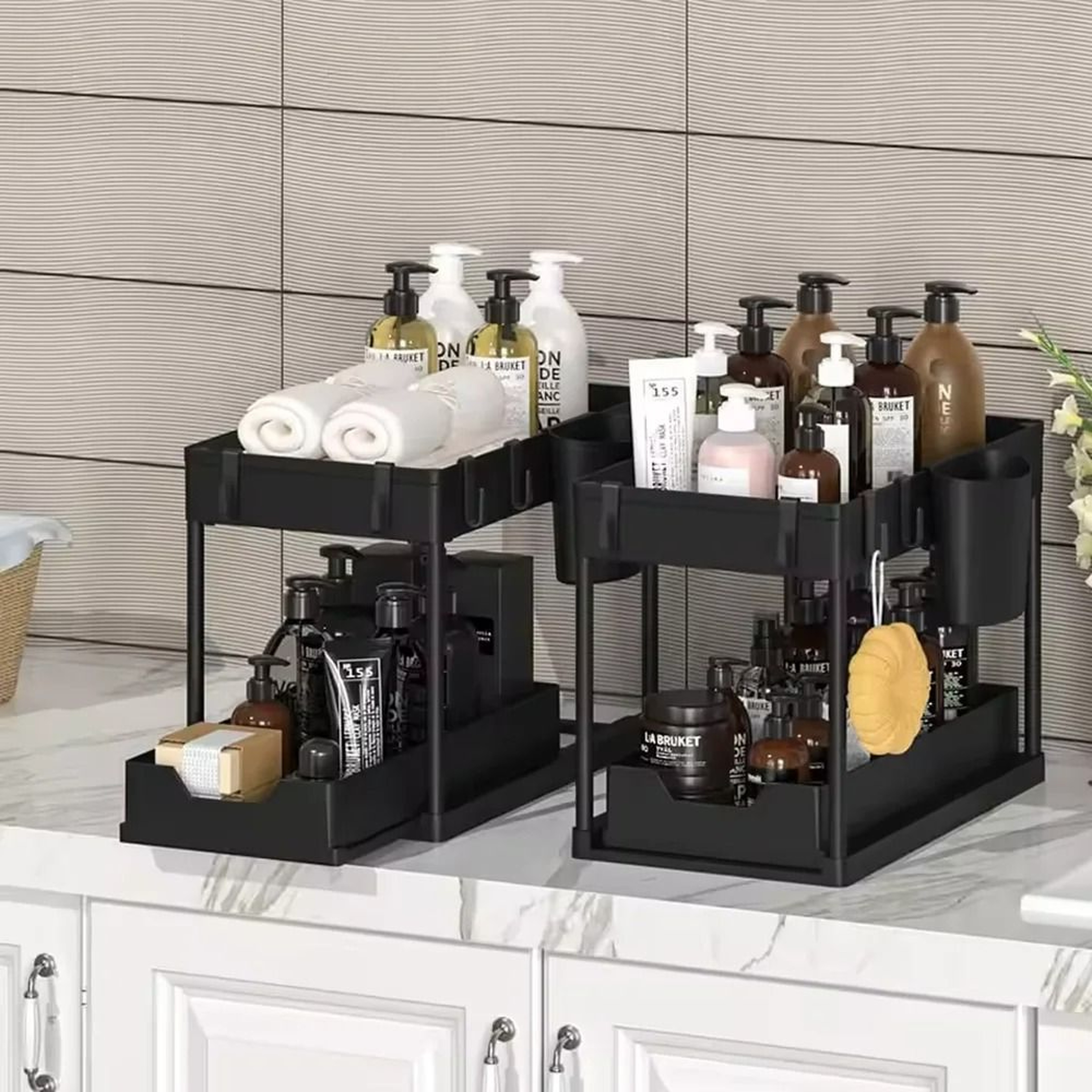 2Tier UnderSink SlideOut Cabinet Organizer And HeavyDuty Sliding Storage Basket Rack 4