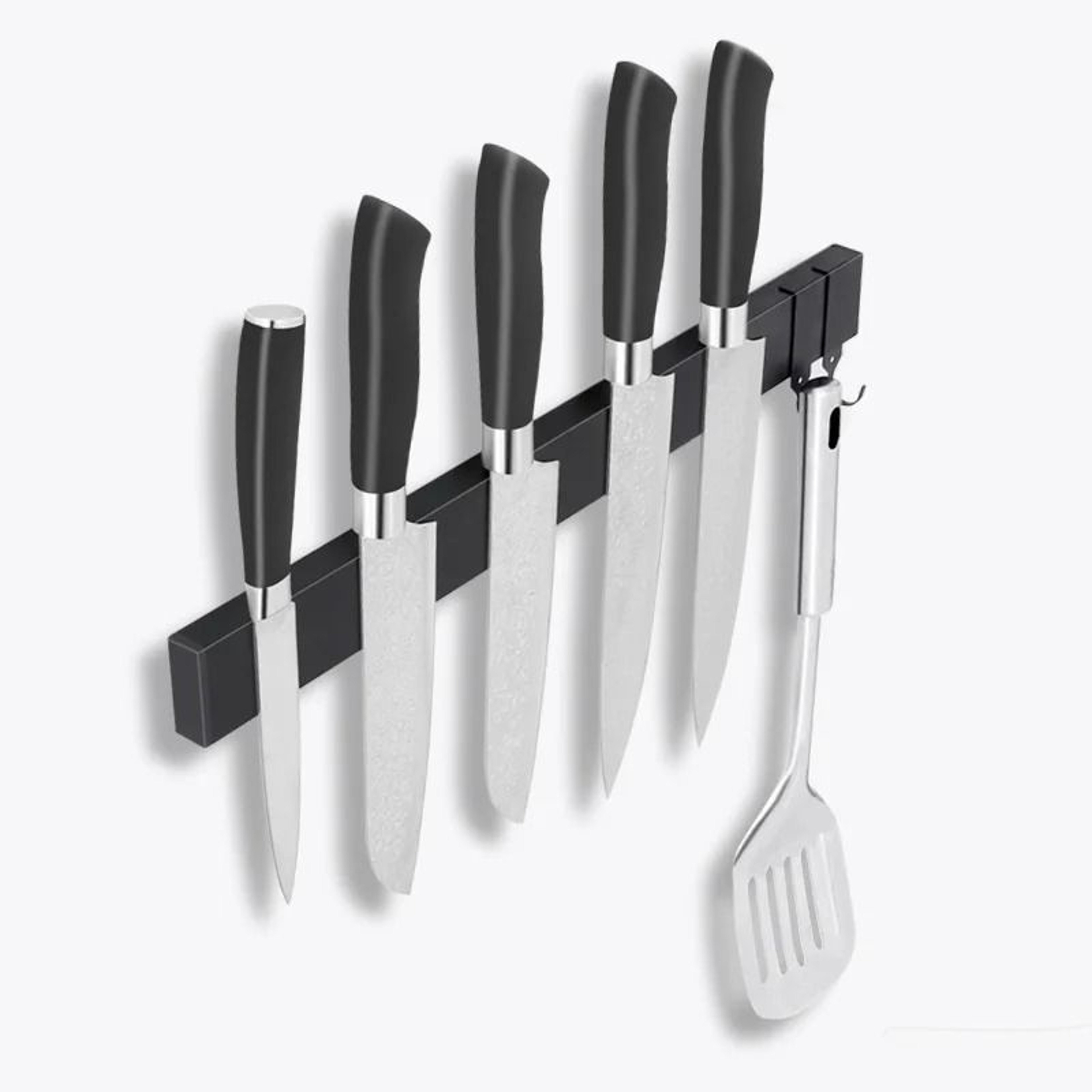 Black Stainless Steel Magnetic Knife Holder And NonPiercing WallMounted Knife Block Storage Bar 4