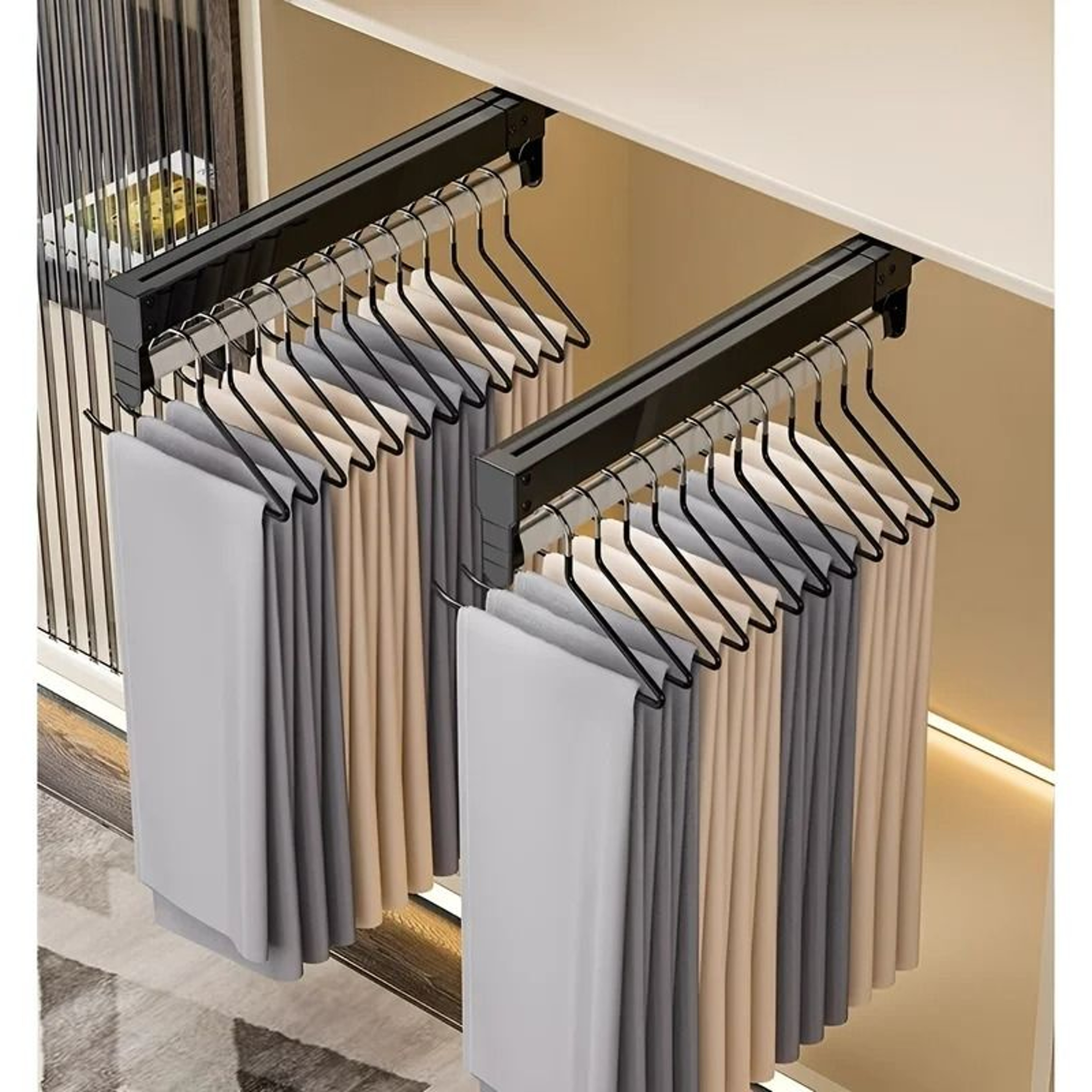 Retractable PullOut Wardrobe Clothes Hanger  Telescopic Garment Rod 2