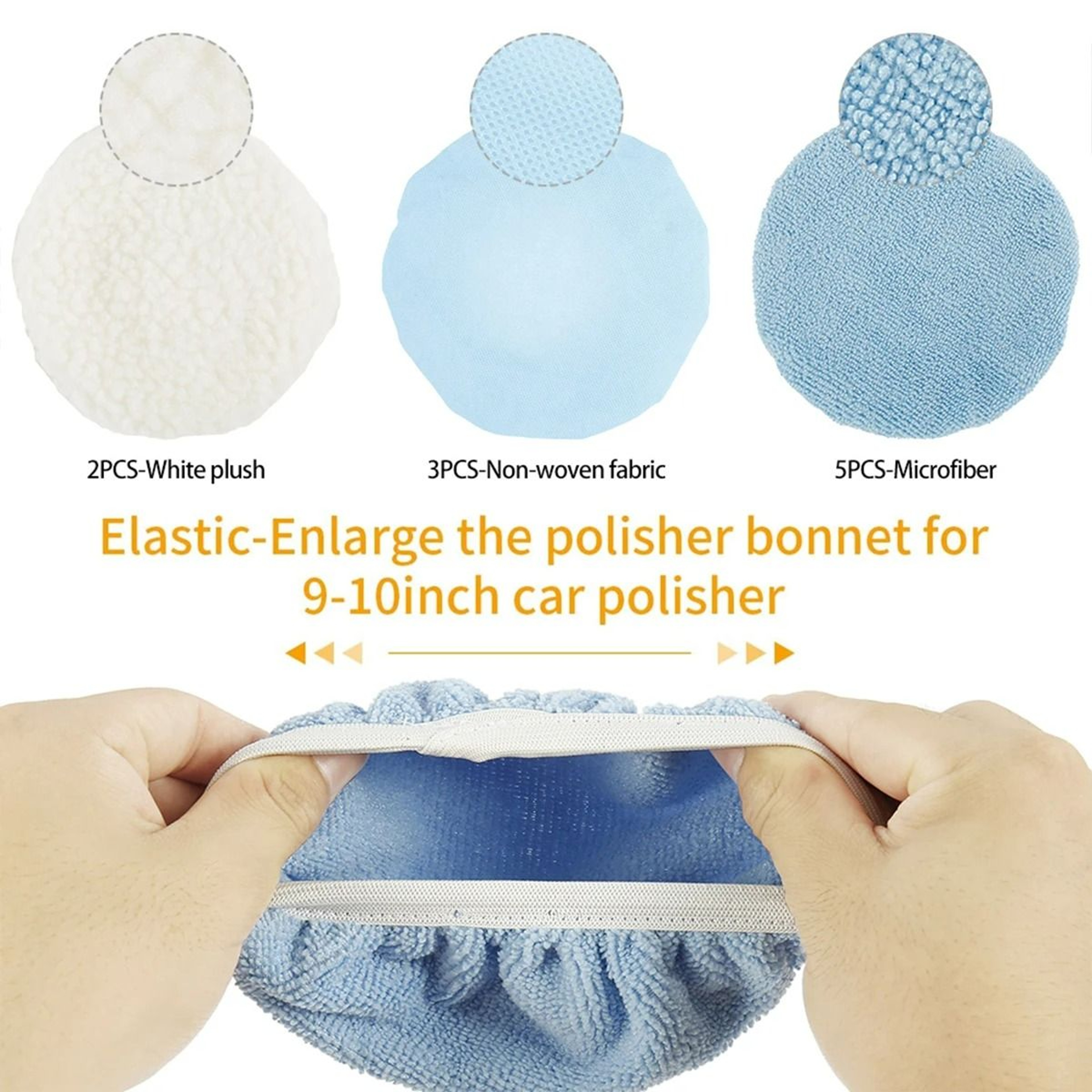 10Piece Car Polishing Pad Bonnet Set  910 Inch Auto Soft Microfiber  Wool Buffer Covers 6