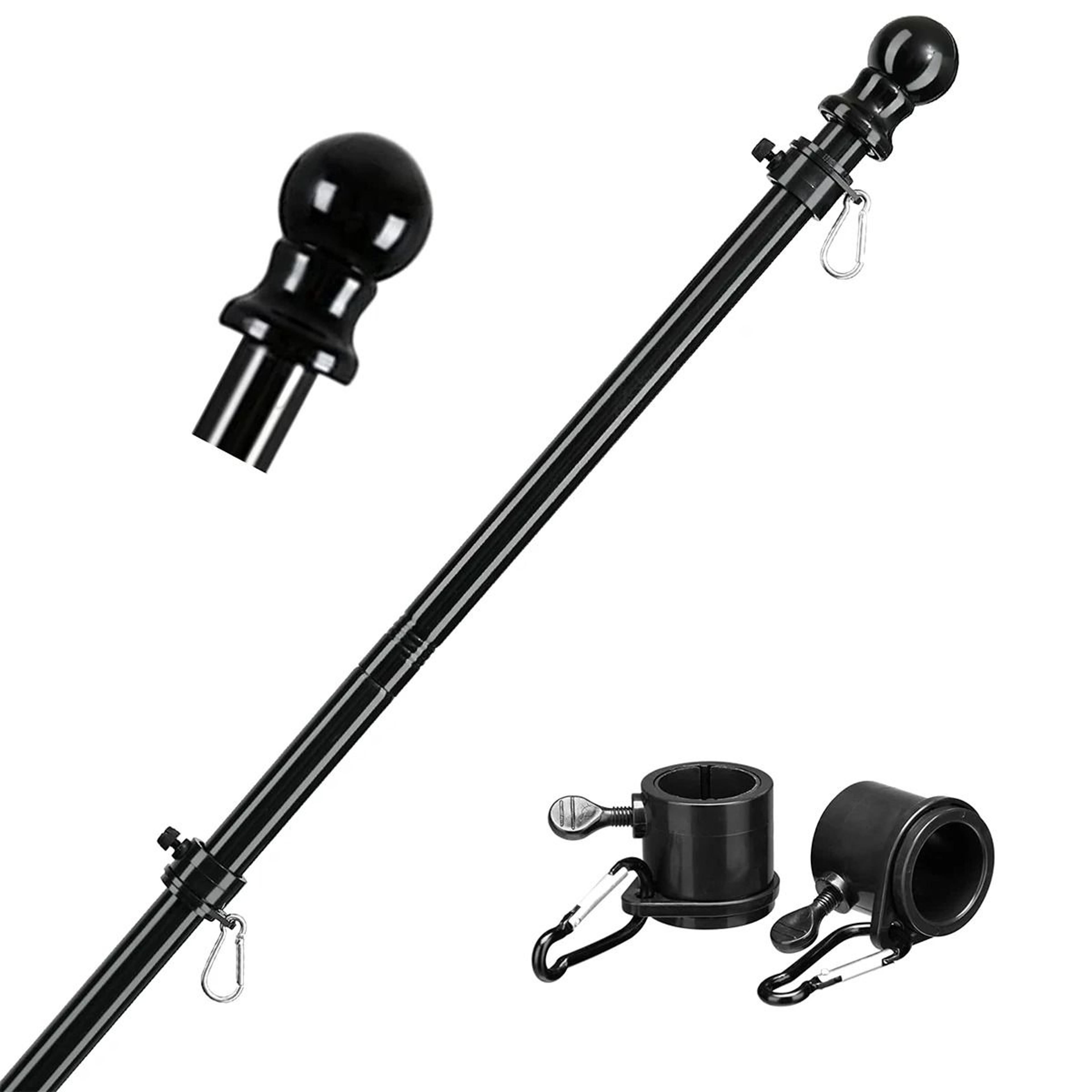 Telescopic Stainless Steel Flag Pole  TangleFree 360Degree Rotating Guide Banner System 0