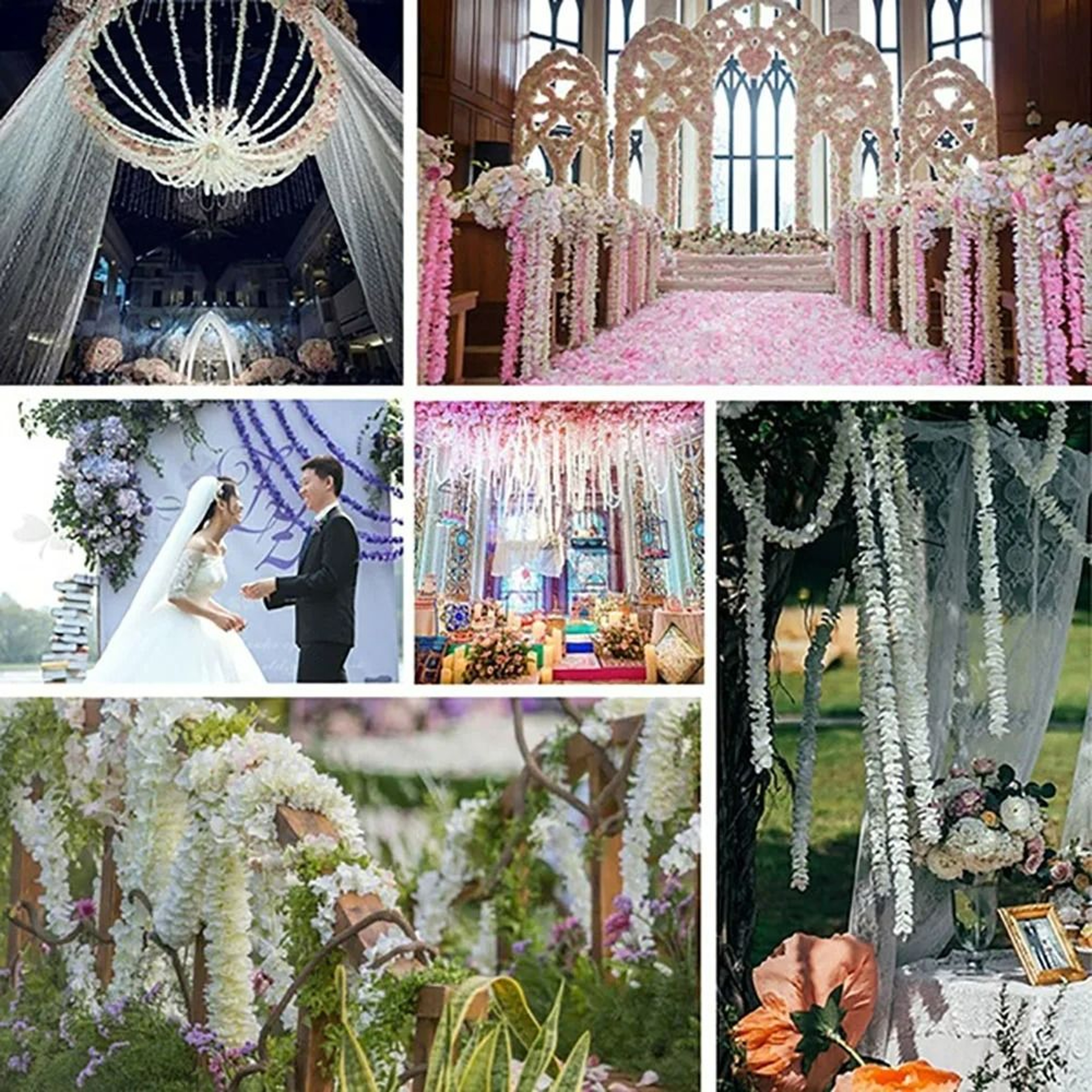 20Piece Artificial Silk Wisteria Vine Set  1M Hanging Garland For Weddings  Parties 6