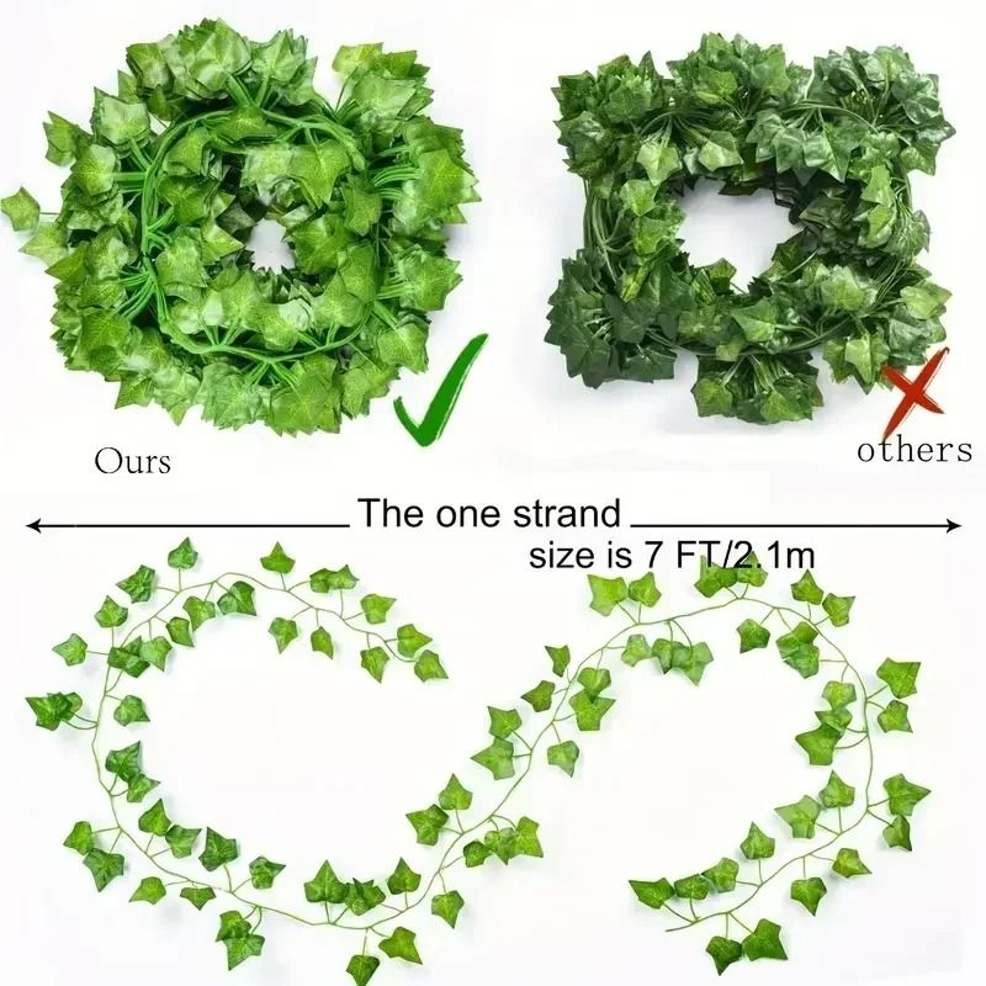 Artificial Green Ivy Leaf Hanging Garland 1String Pack 3
