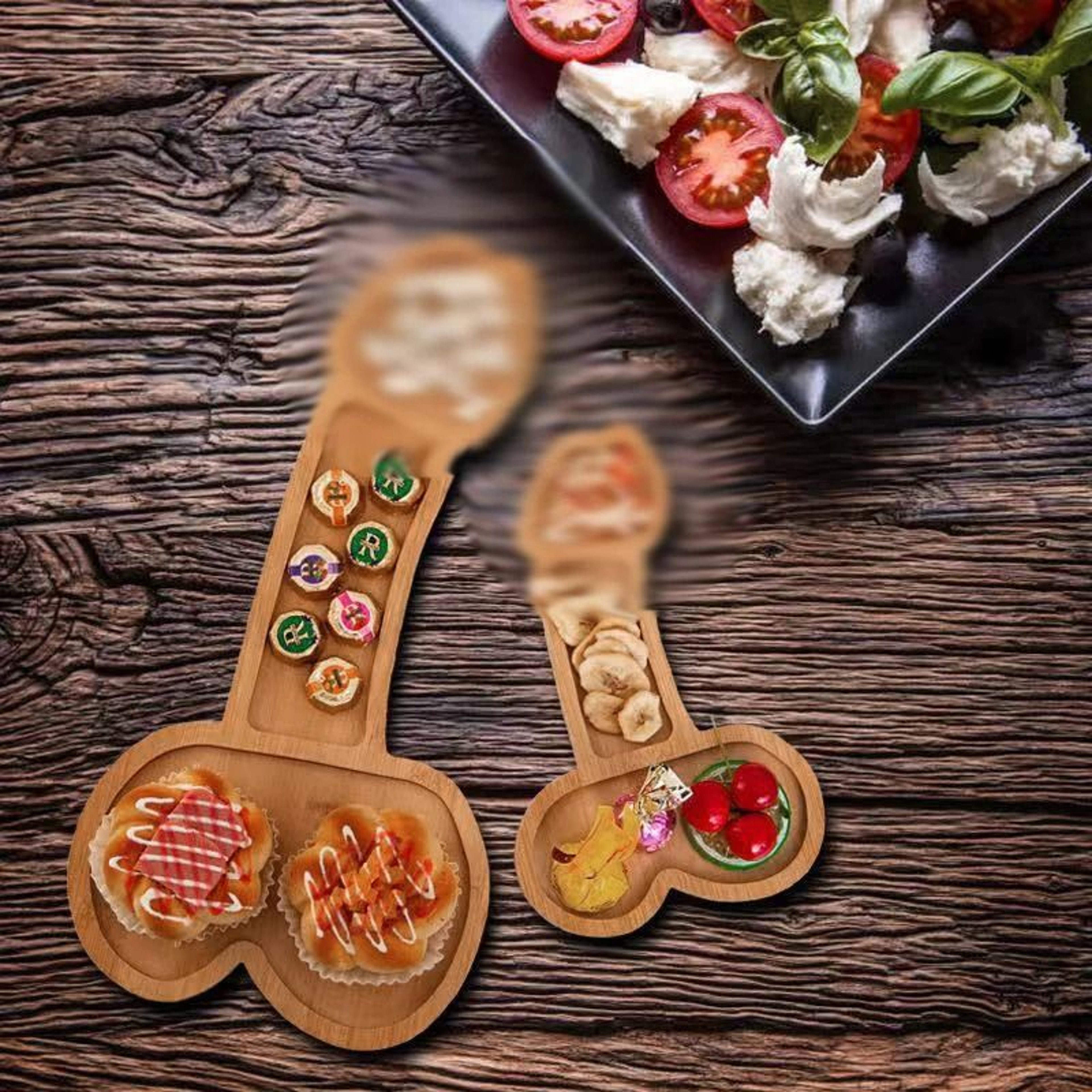Premium Wooden Funny Aperture Party Platter  BBQ Snack Dish 0
