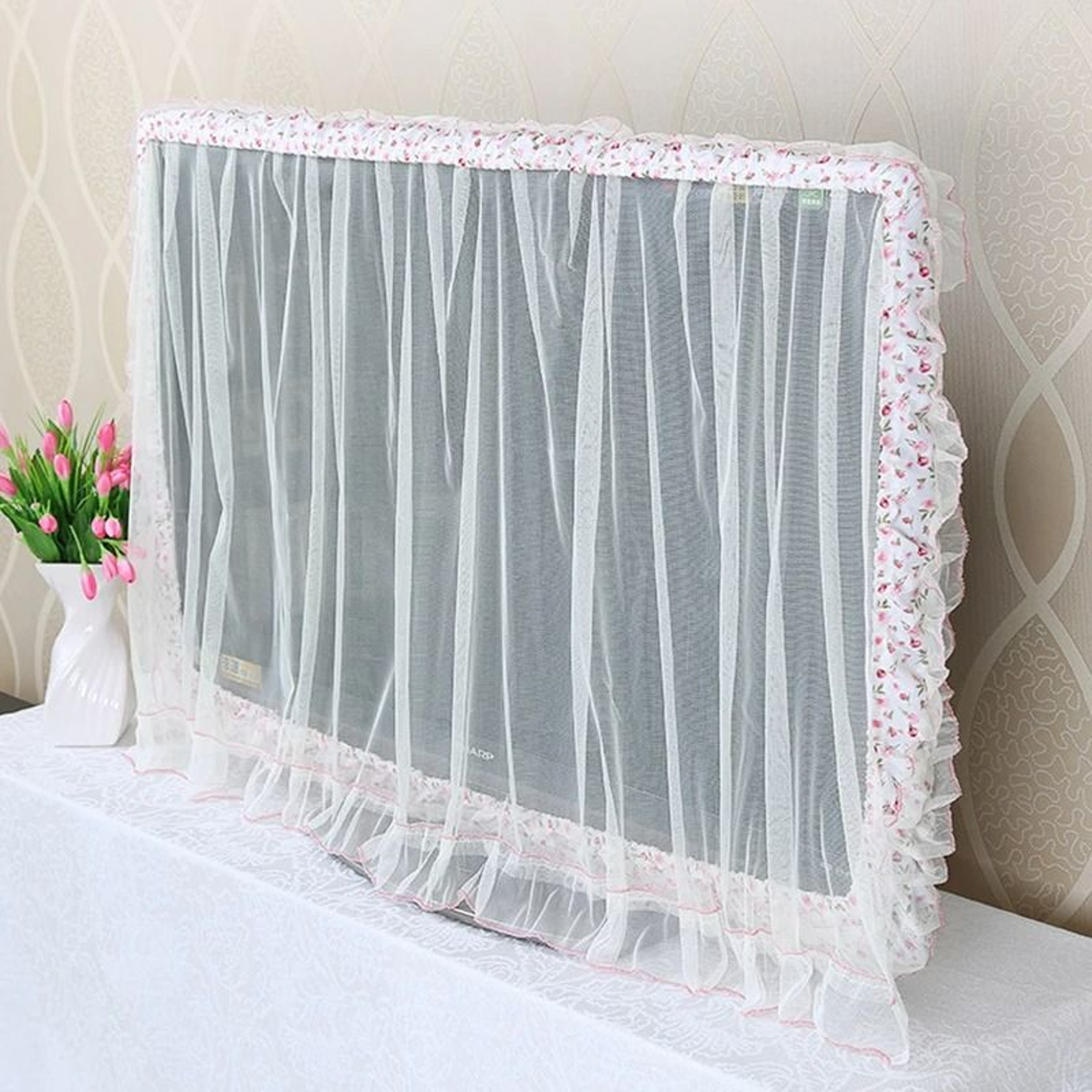 Lace Fabric TV  Monitor Dust Cover With Flip Screen Feature 8