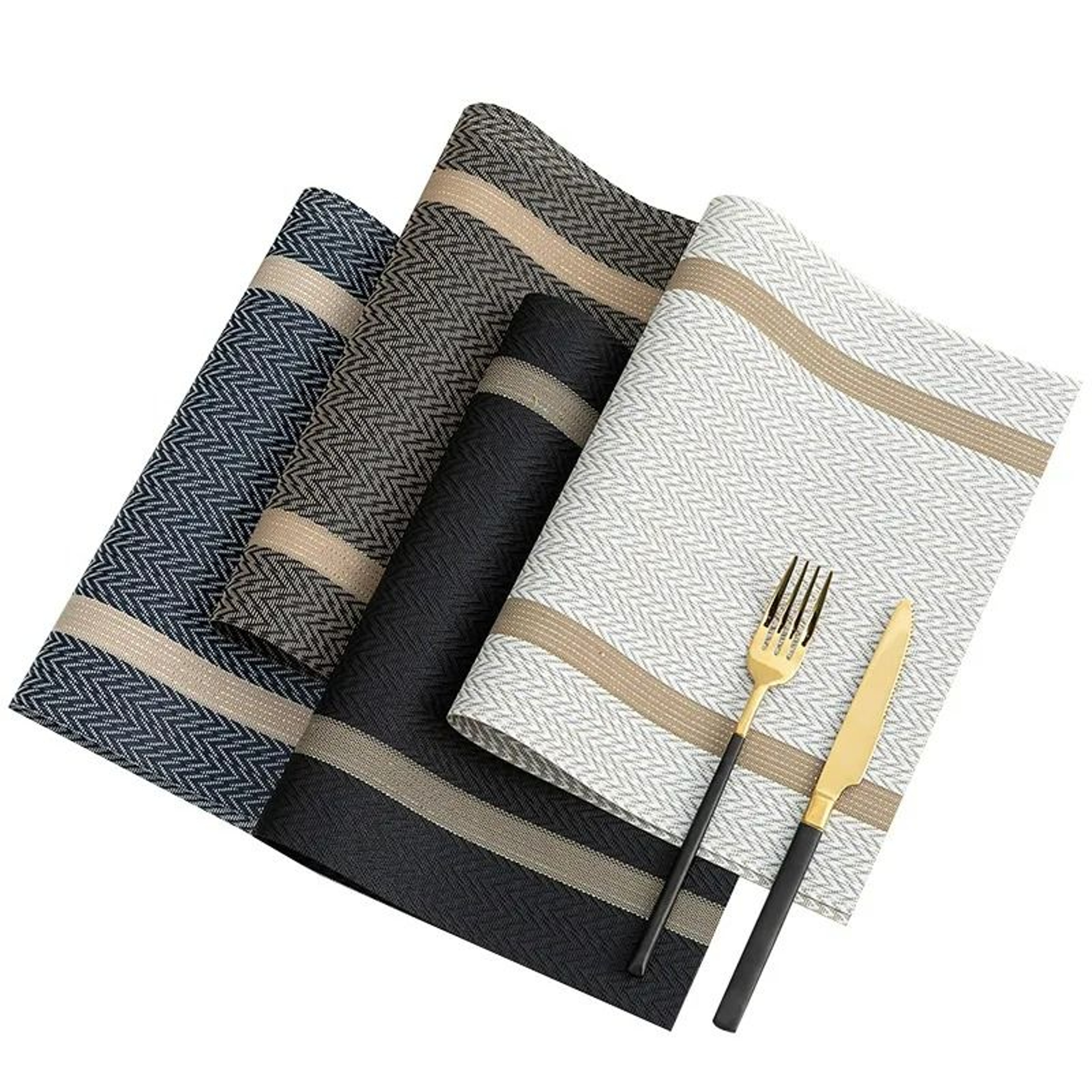Striped Woven PVC Waterproof Placemat  Table Mat 1