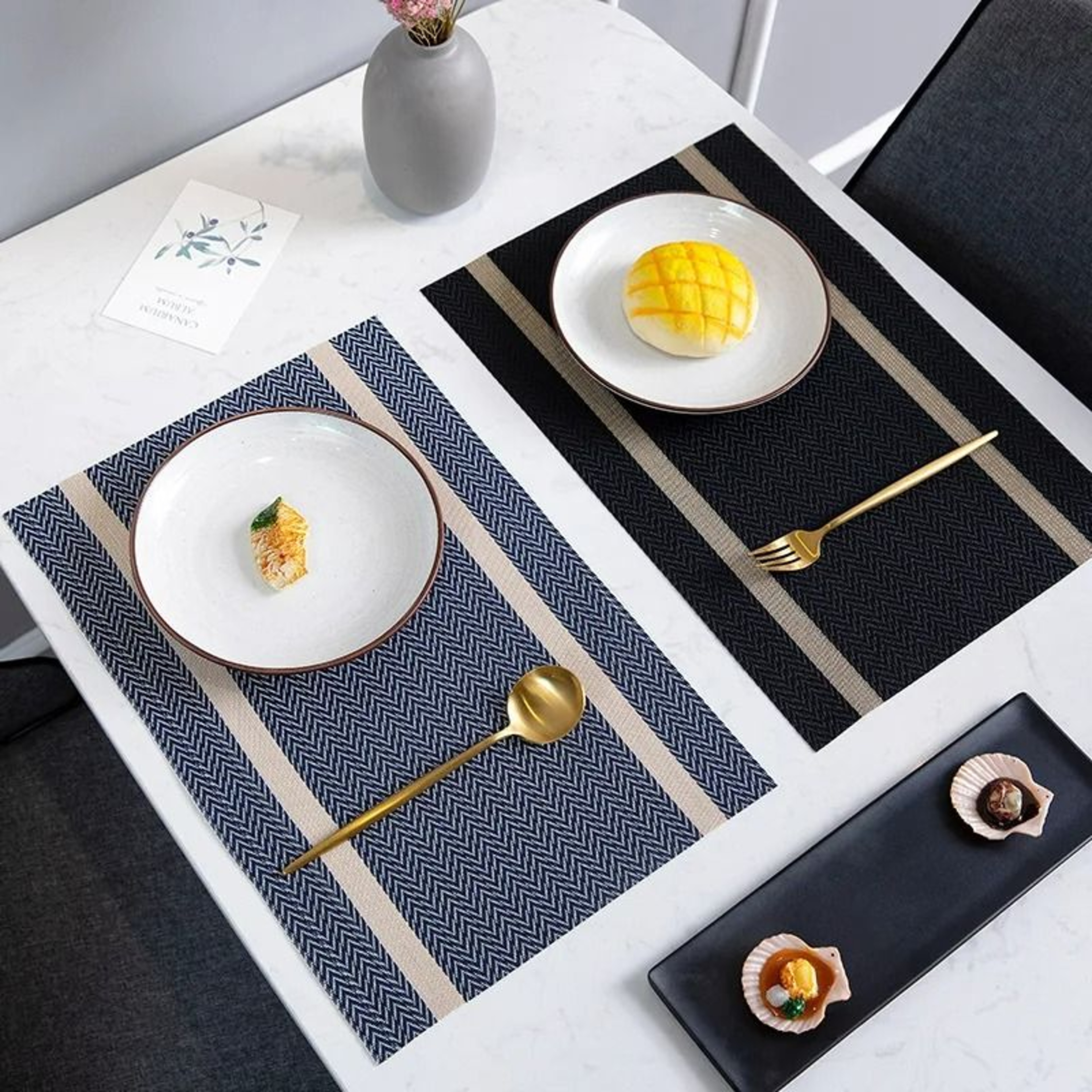 Striped Woven PVC Waterproof Placemat  Table Mat 2