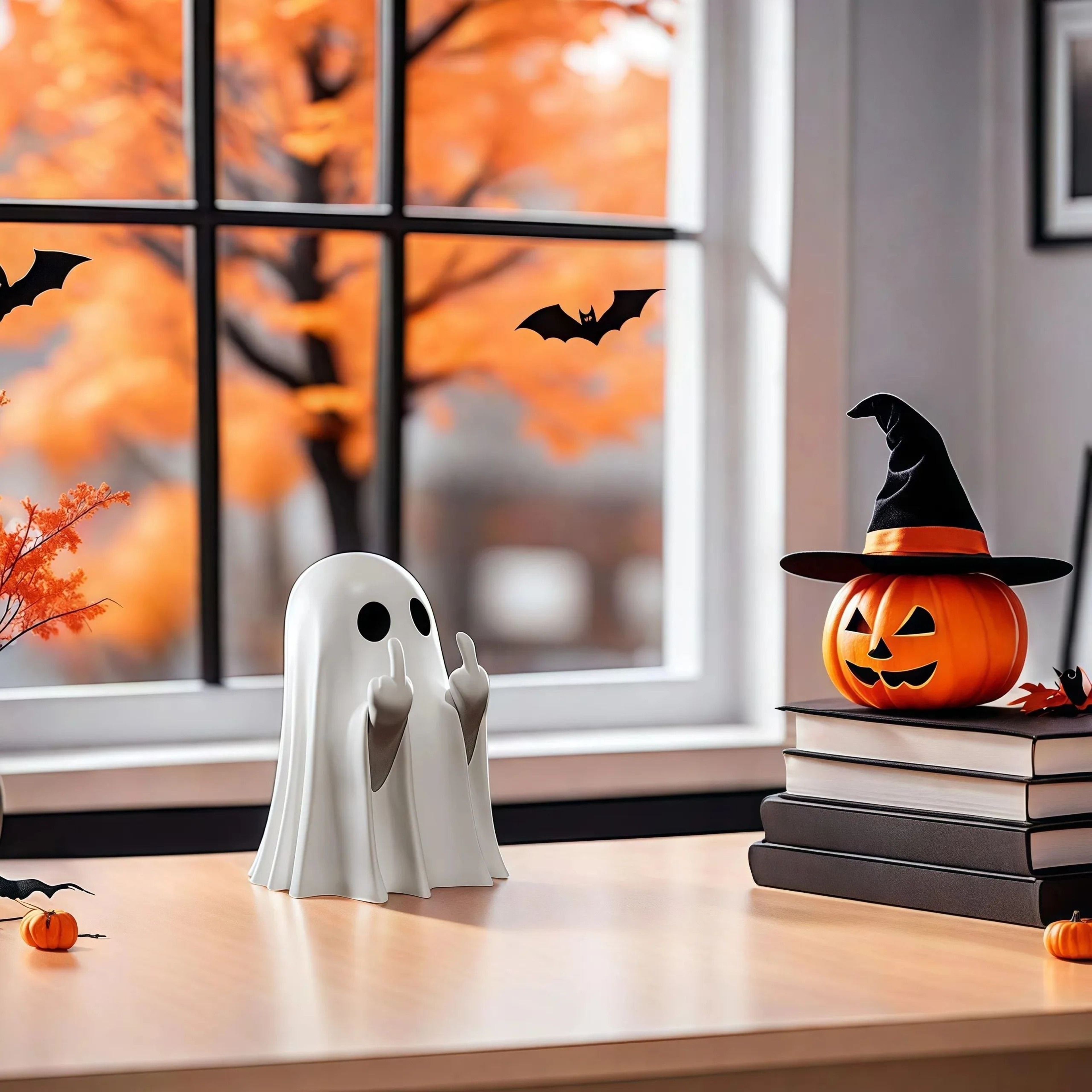 The SpookySmirk Defiant Ghost Desk Figurine 2
