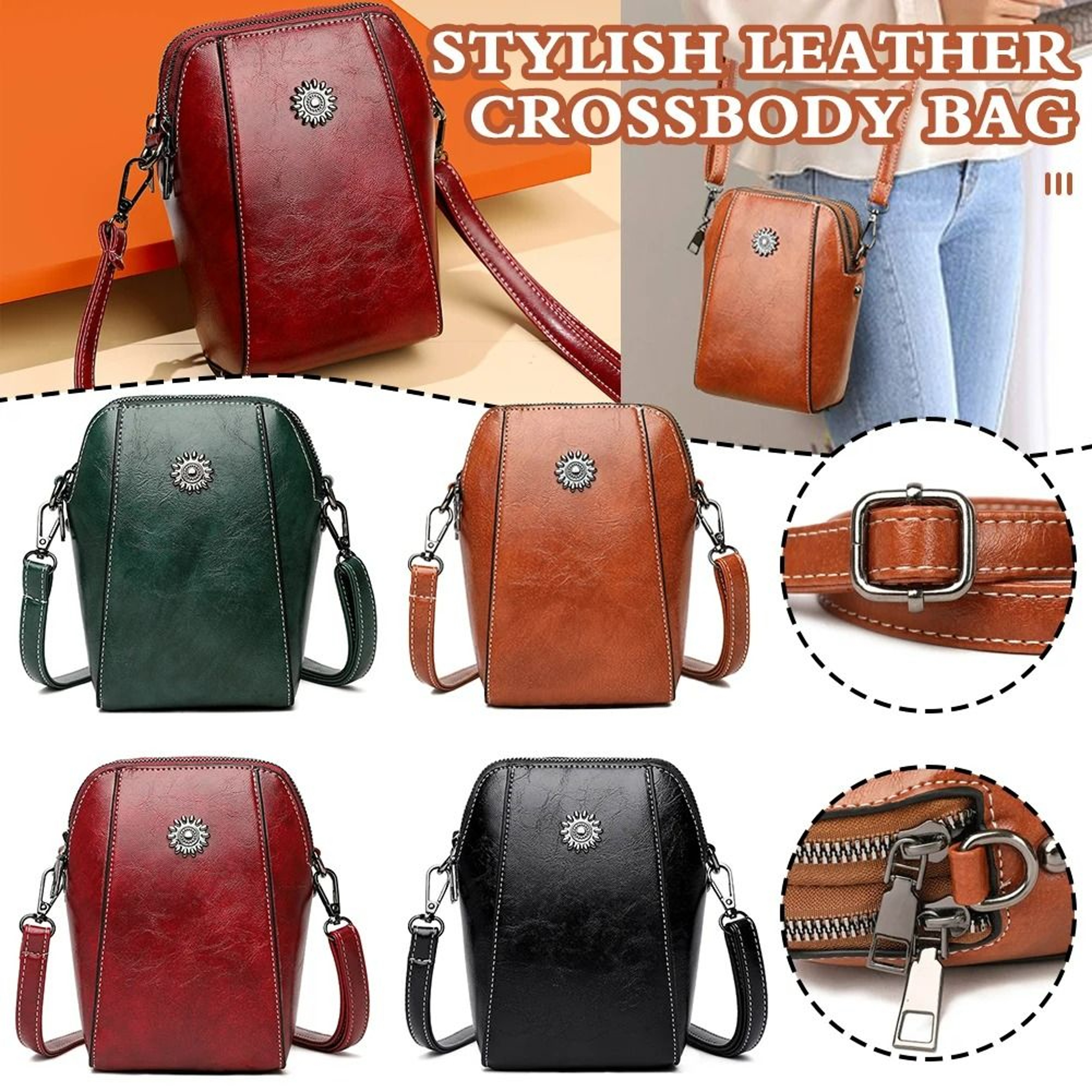 Luxury Soft Leather Crossbody Tote 2