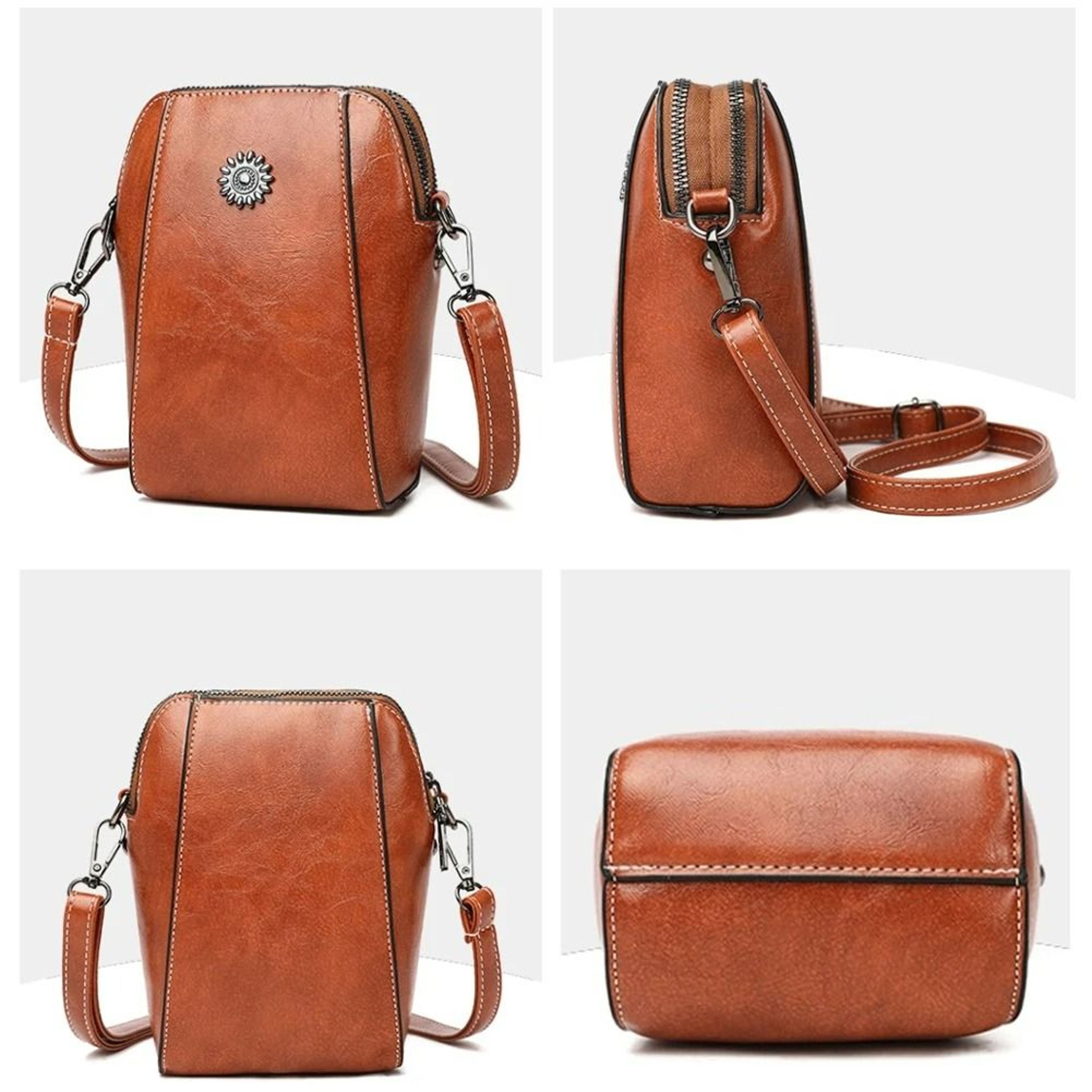 Luxury Soft Leather Crossbody Tote 4