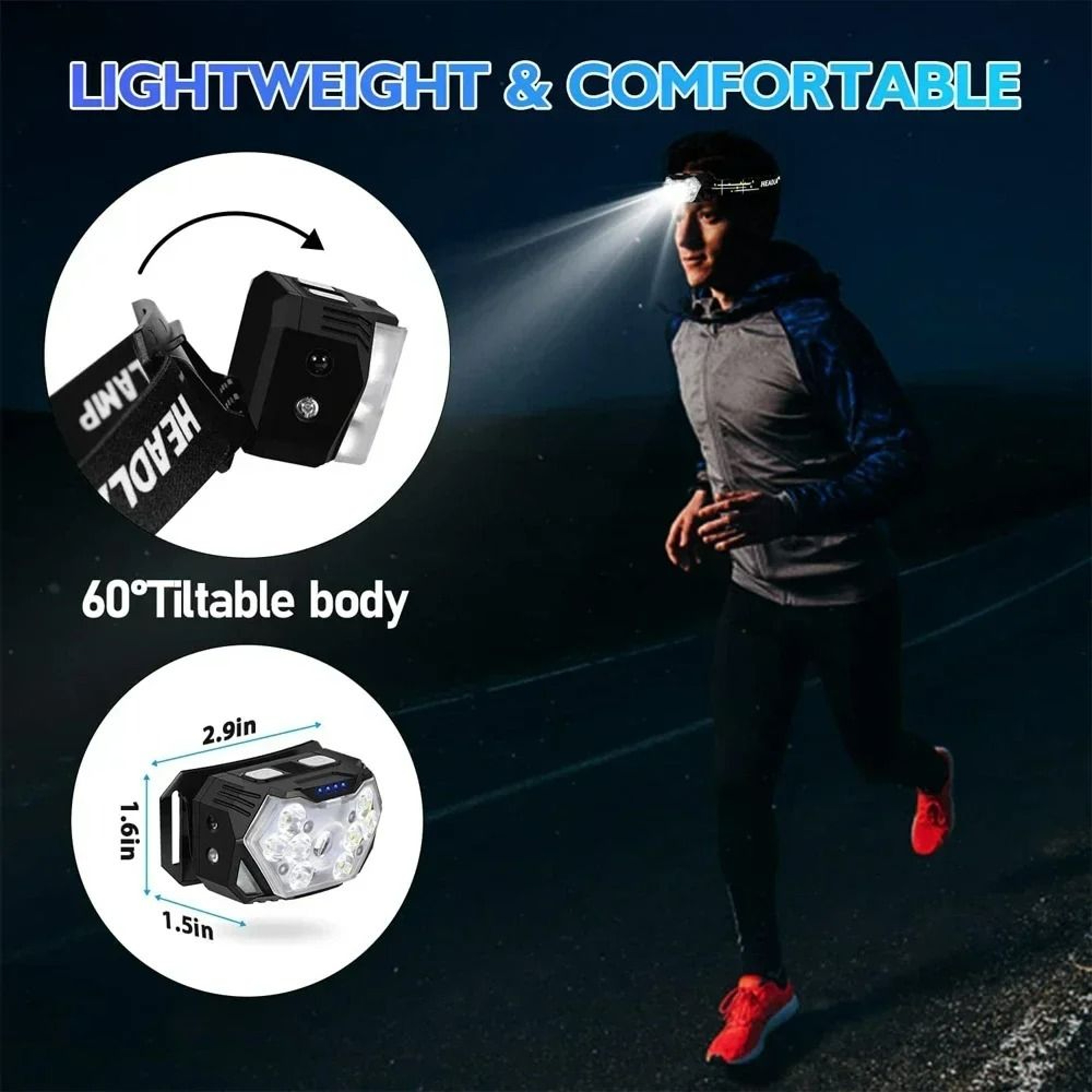 2Pack 9LED HandsFree Motion Sensor Headlamps 5