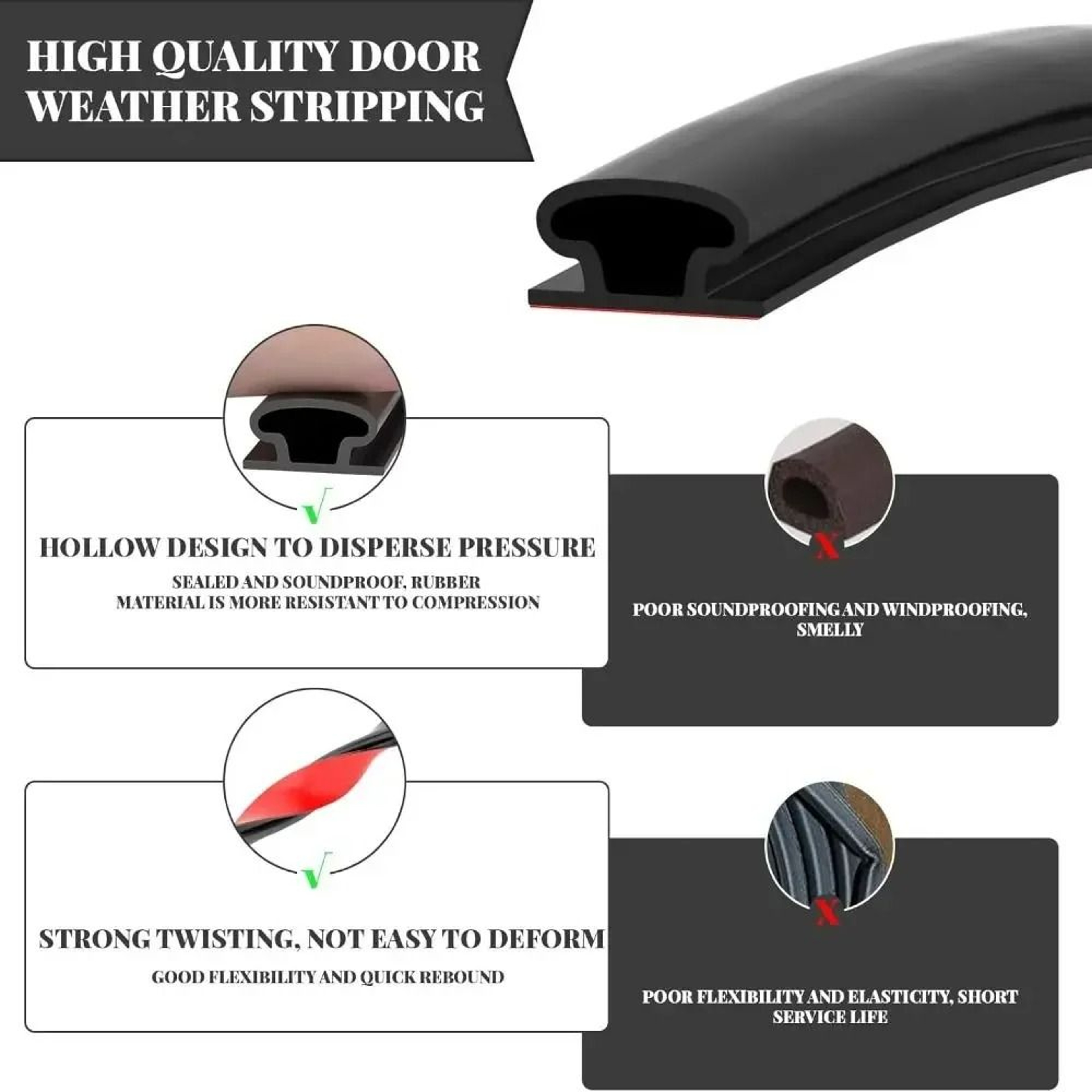 DShape HeavyDuty Rubber Door Sealing Strip 5