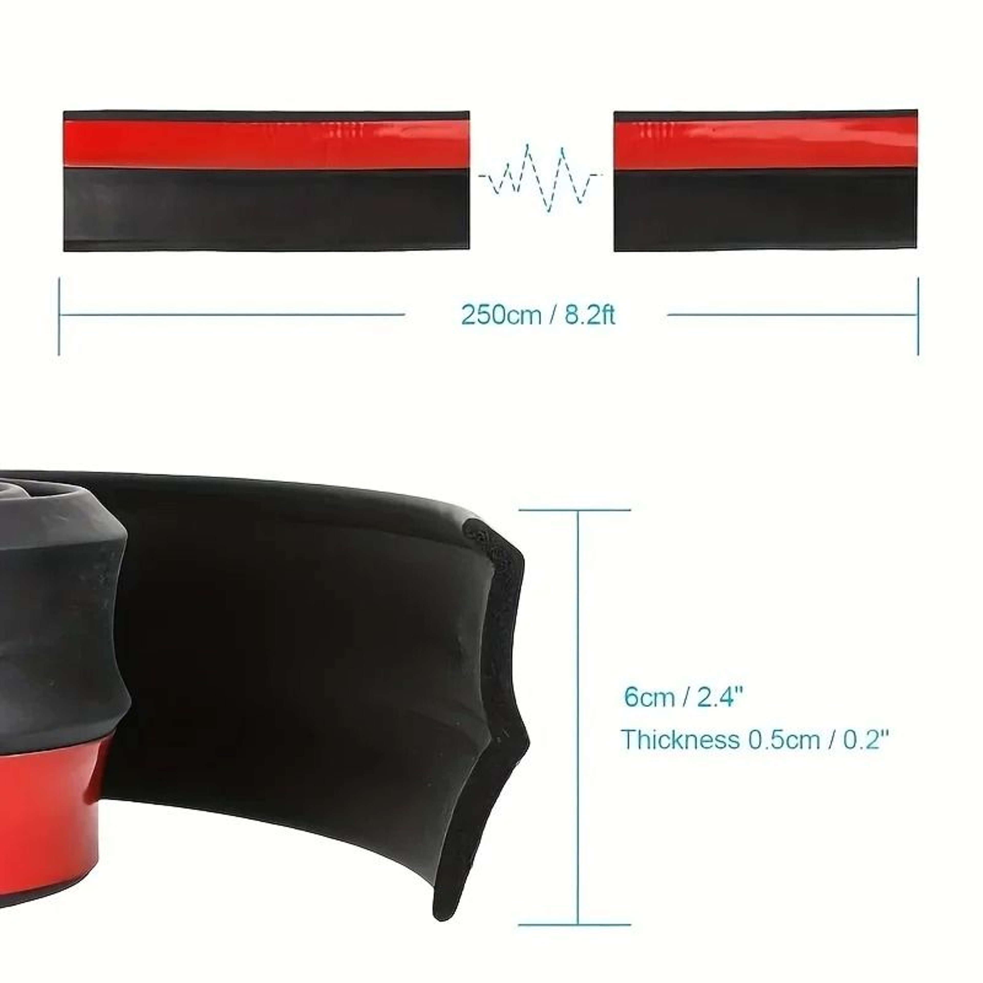 Universal Rubber Front Bumper Spoiler Lip Protector Strip 2