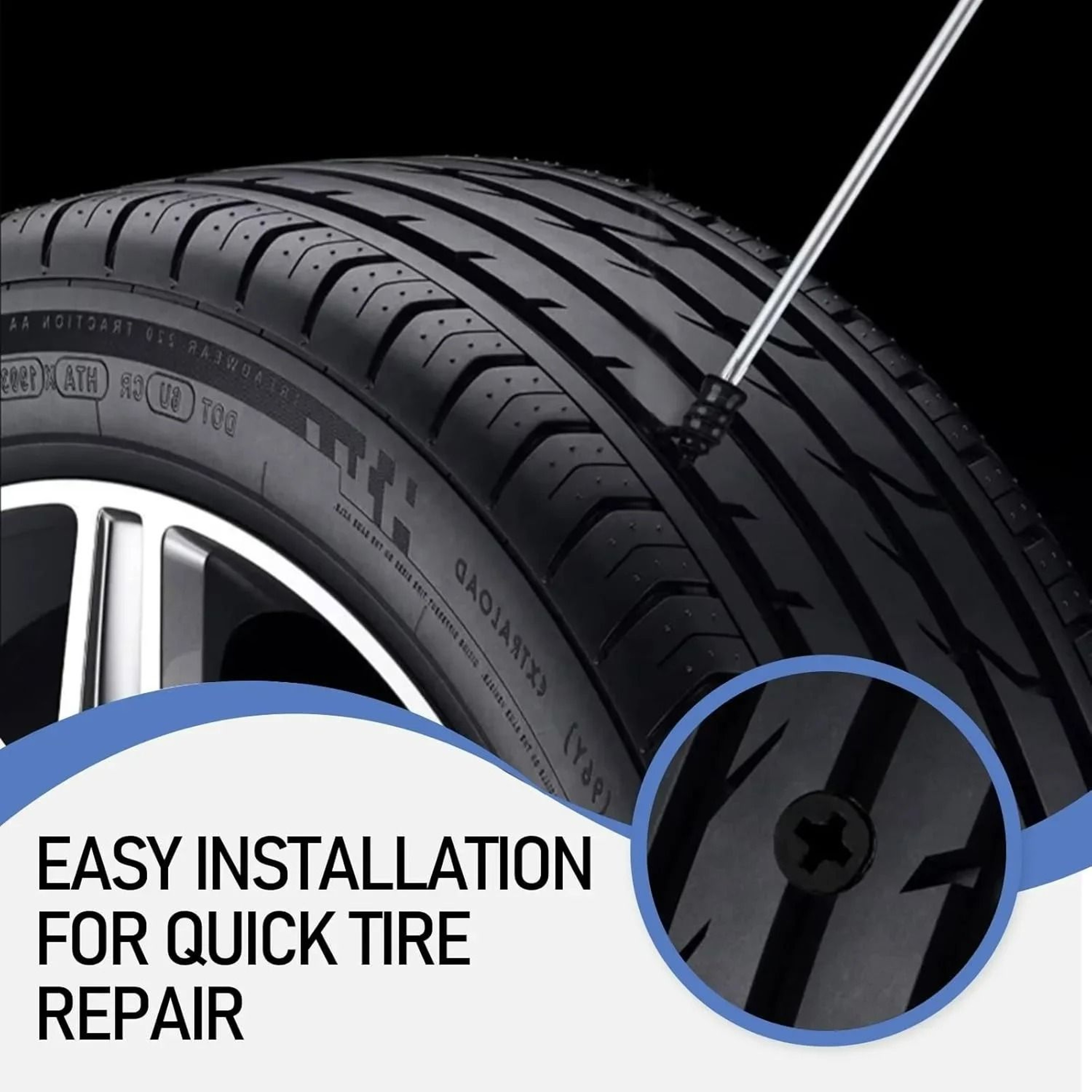 HeavyDuty Tubeless Tire Vacuum Repair Nail Kit 3