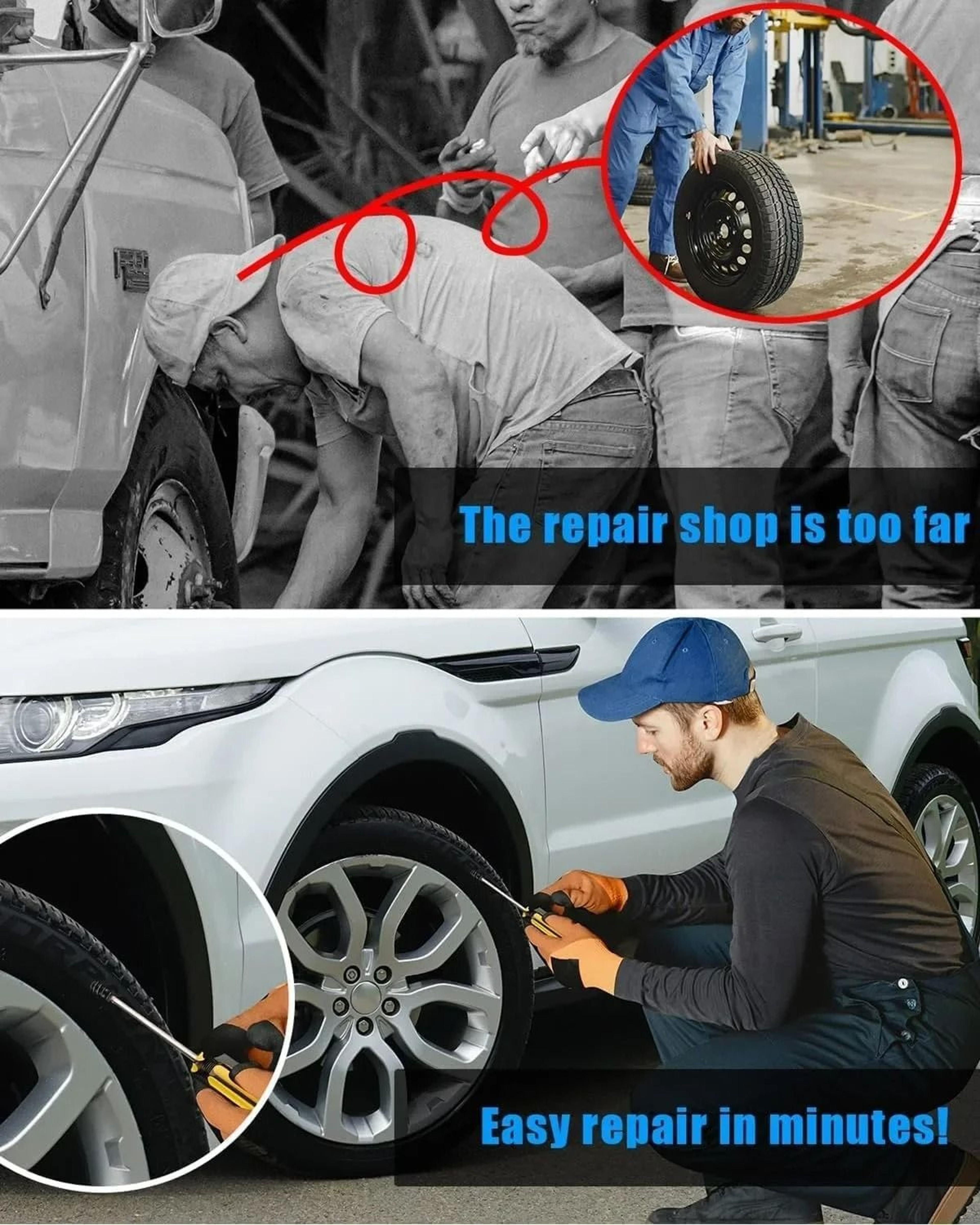 HeavyDuty Tubeless Tire Vacuum Repair Nail Kit 4