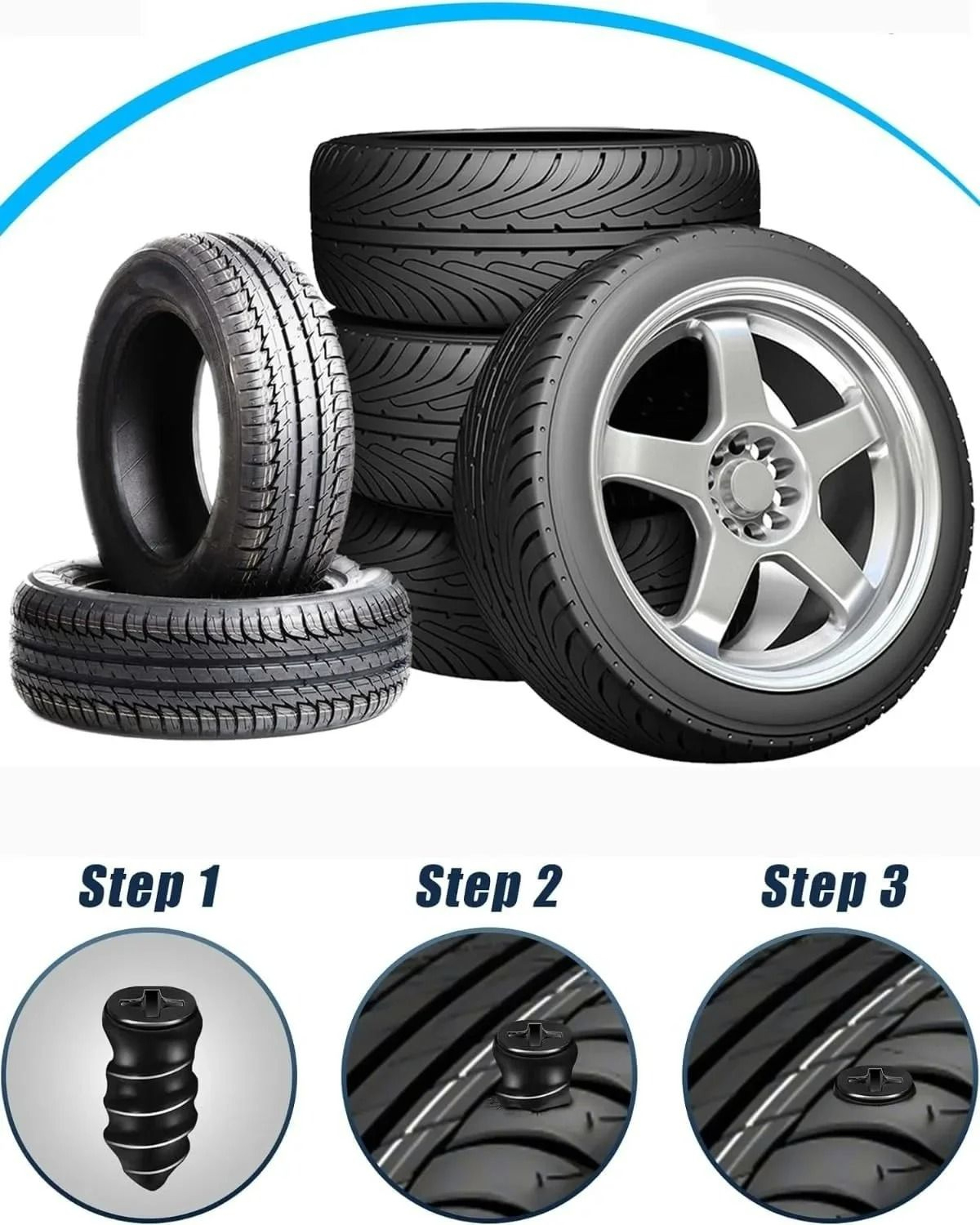 HeavyDuty Tubeless Tire Vacuum Repair Nail Kit 5