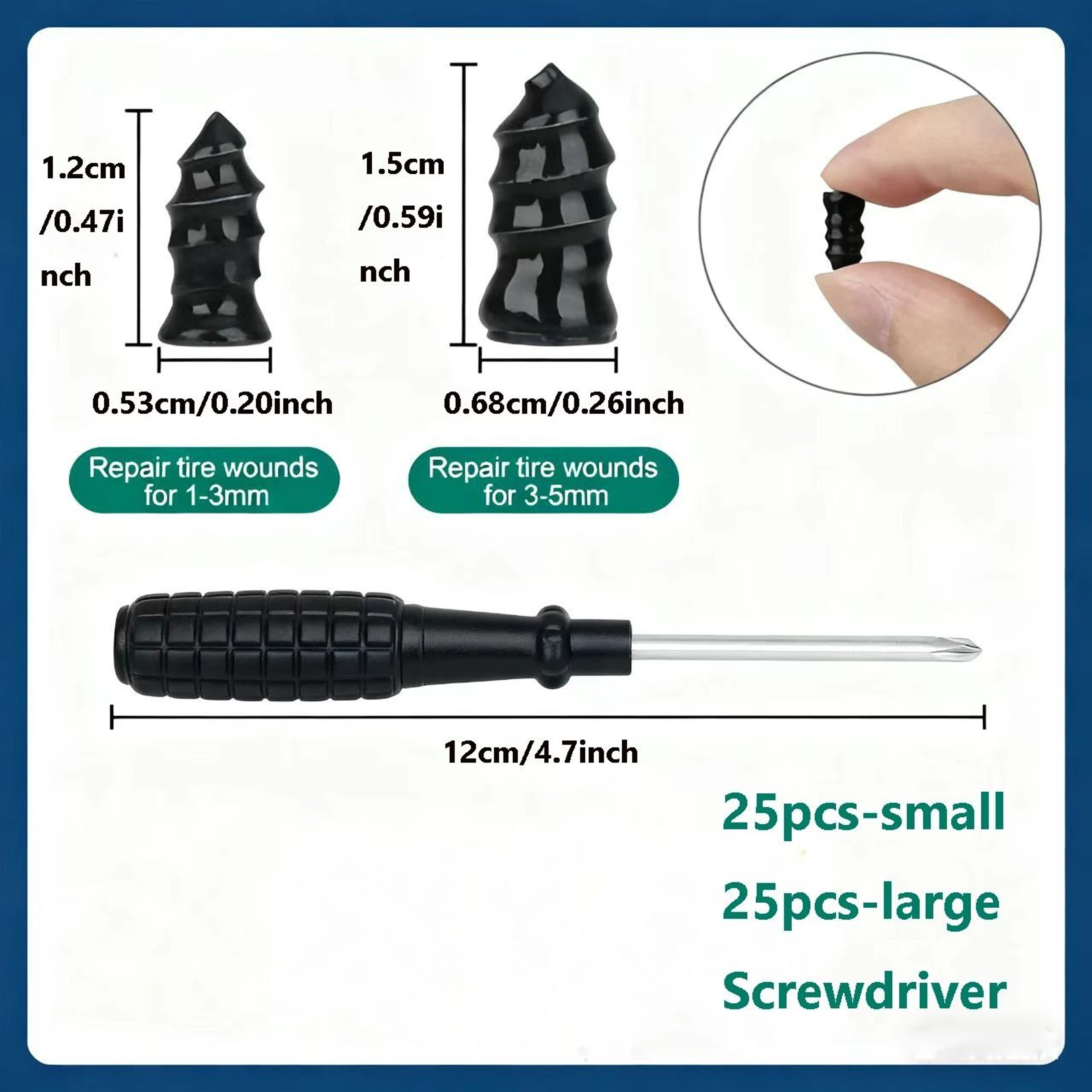 HeavyDuty Tubeless Tire Vacuum Repair Nail Kit 8
