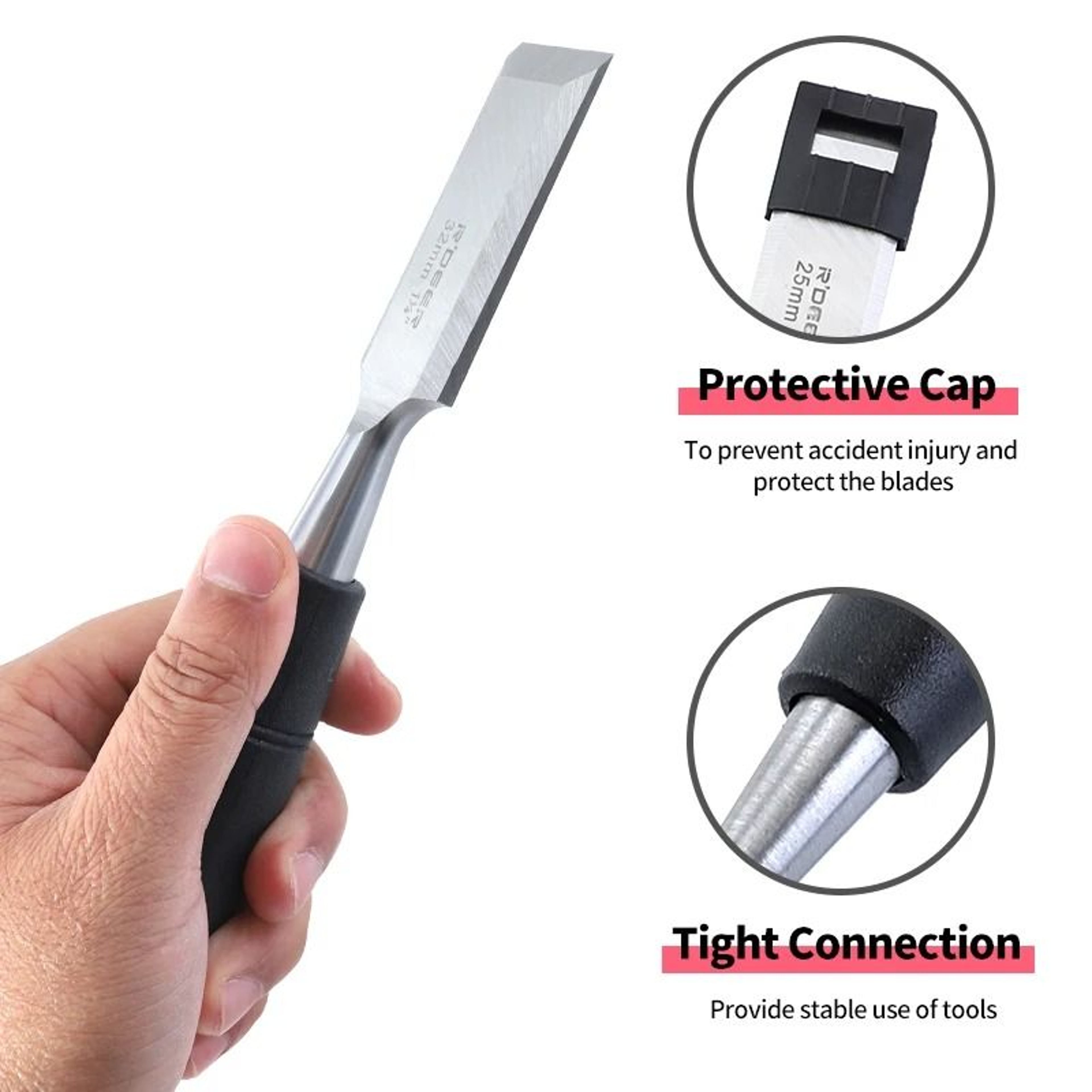 75Inch Carbon Steel Wood Chisel With StrikeCap Hammer End 4