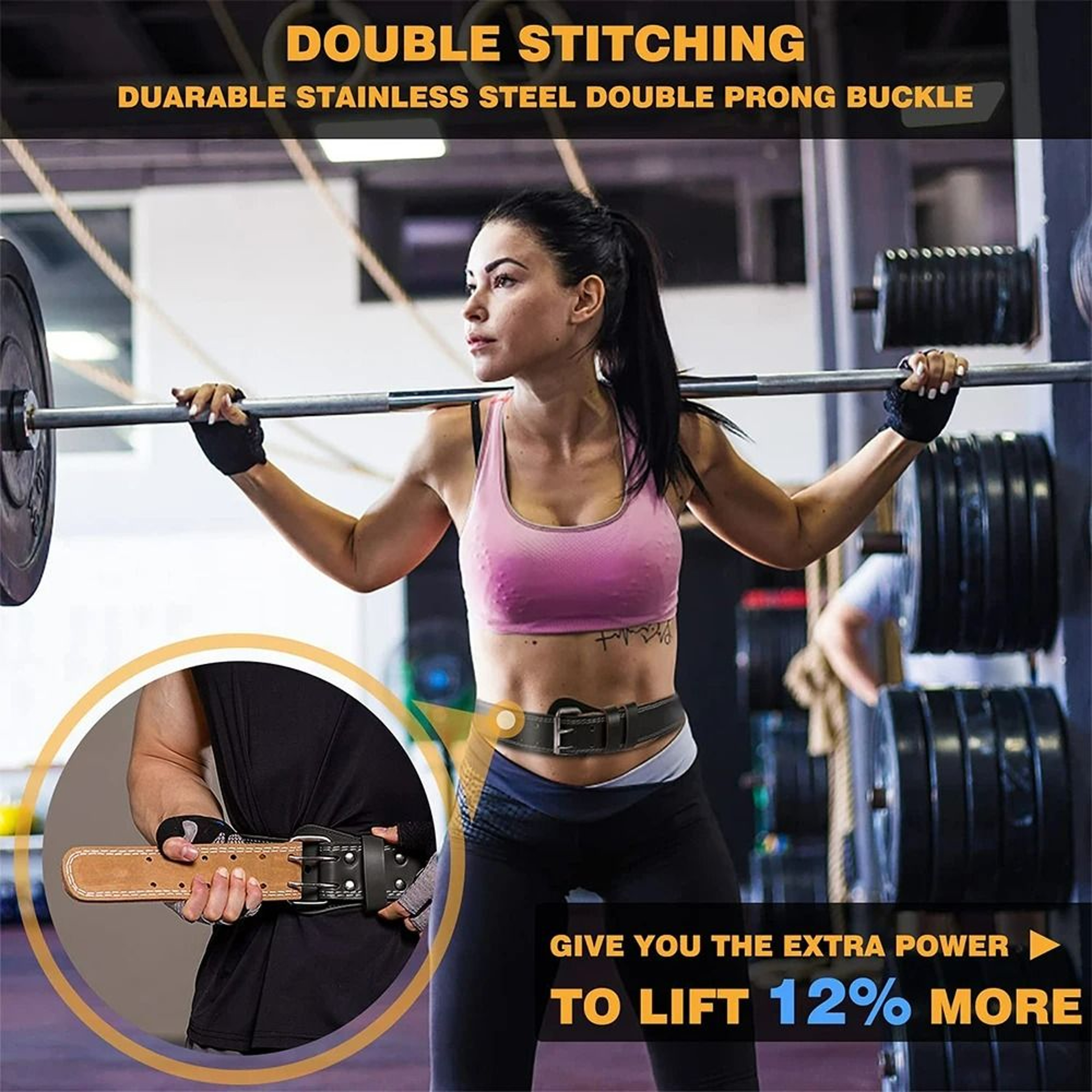 Leather Weightlifting Belt And Wide Lumbar Support Gym Wrap 3