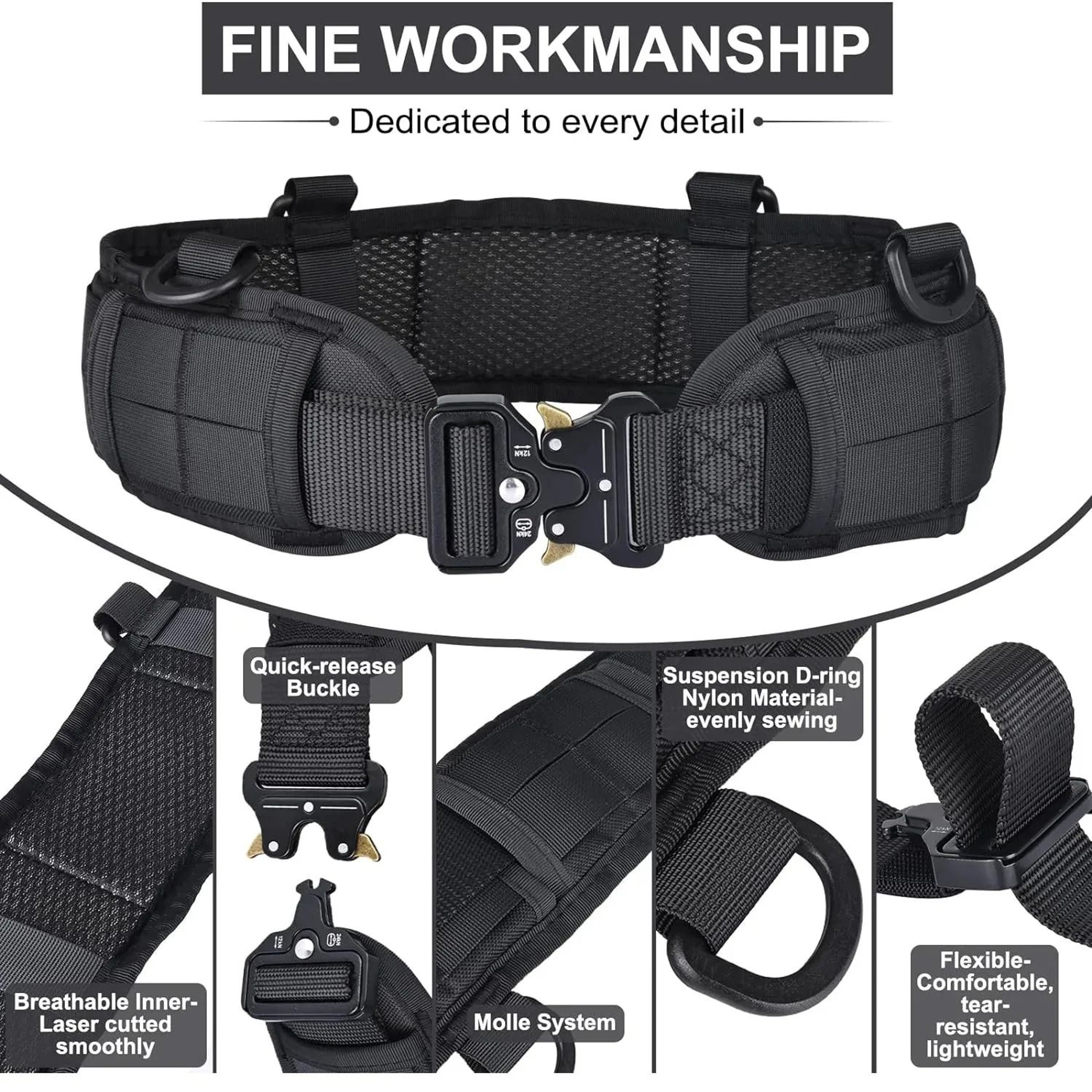 Adjustable Padded Utility Waist Belt With Quick Release Buckle 4