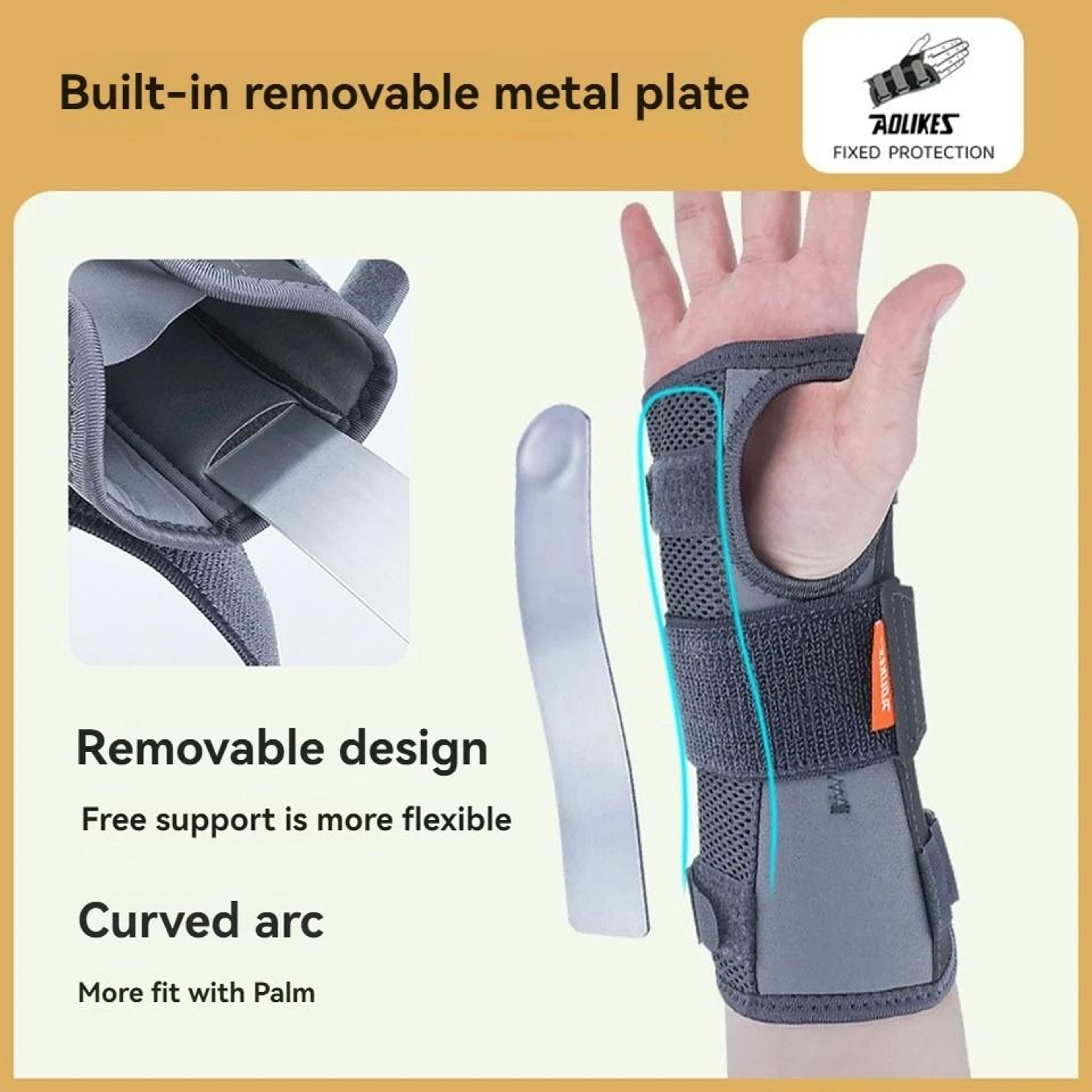 Ergonomic Wrist Support Brace With Metal Splint Stabilizer 2