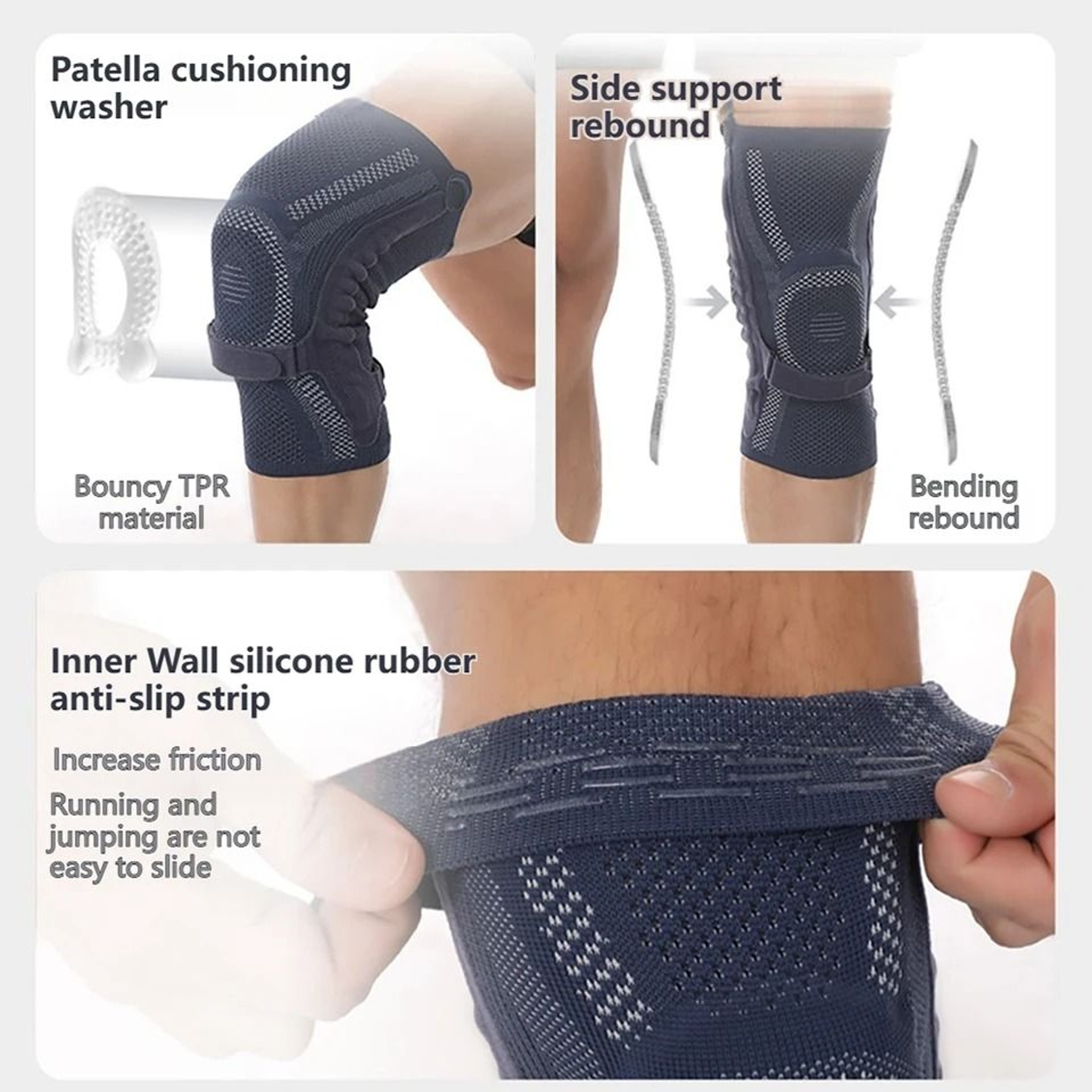 Knee Compression Sleeve With Patella Cushion  Dual Side Stabilizers 4