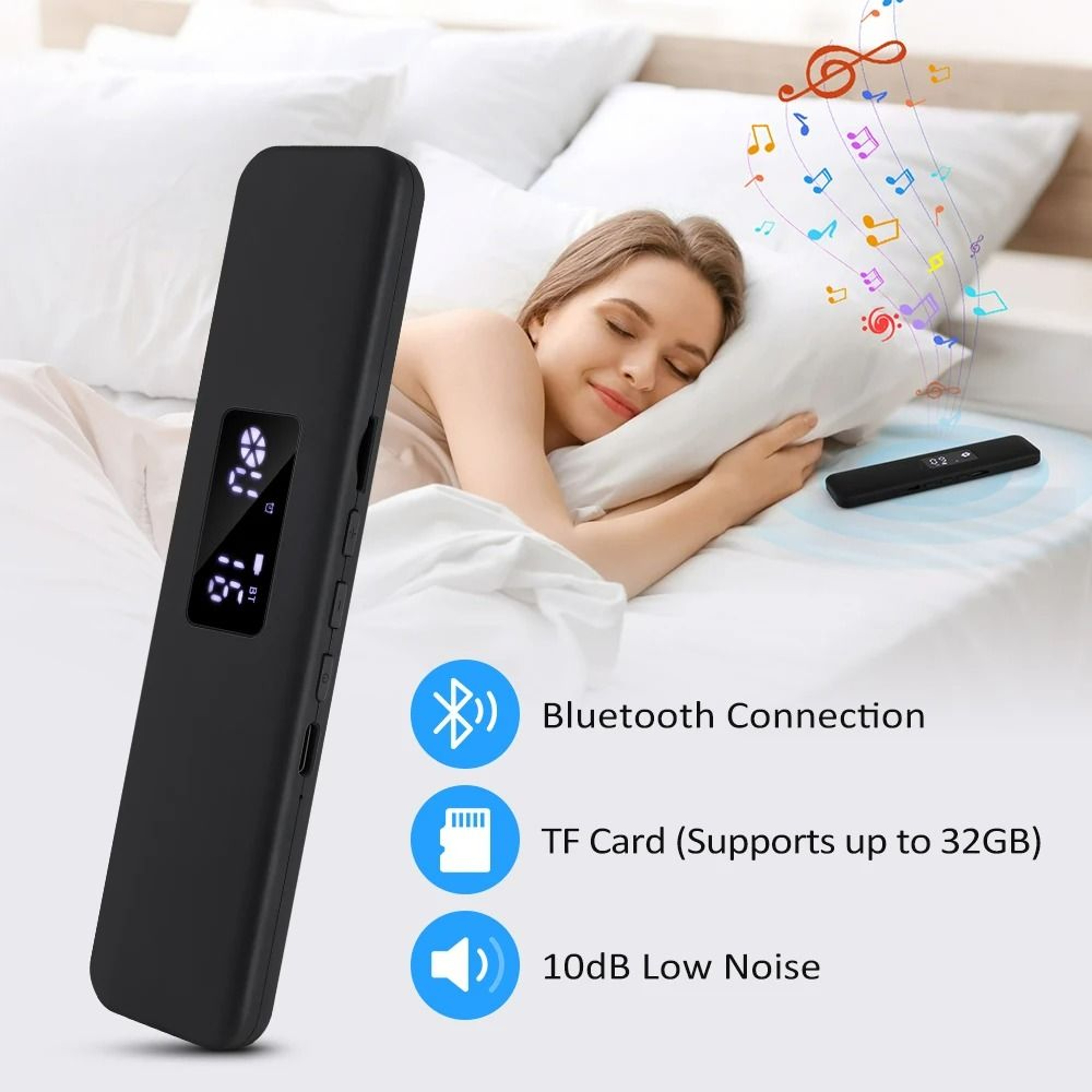 UnderPillow Bone Conduction Sleep Aid Speaker With White Noise  LED Display 4