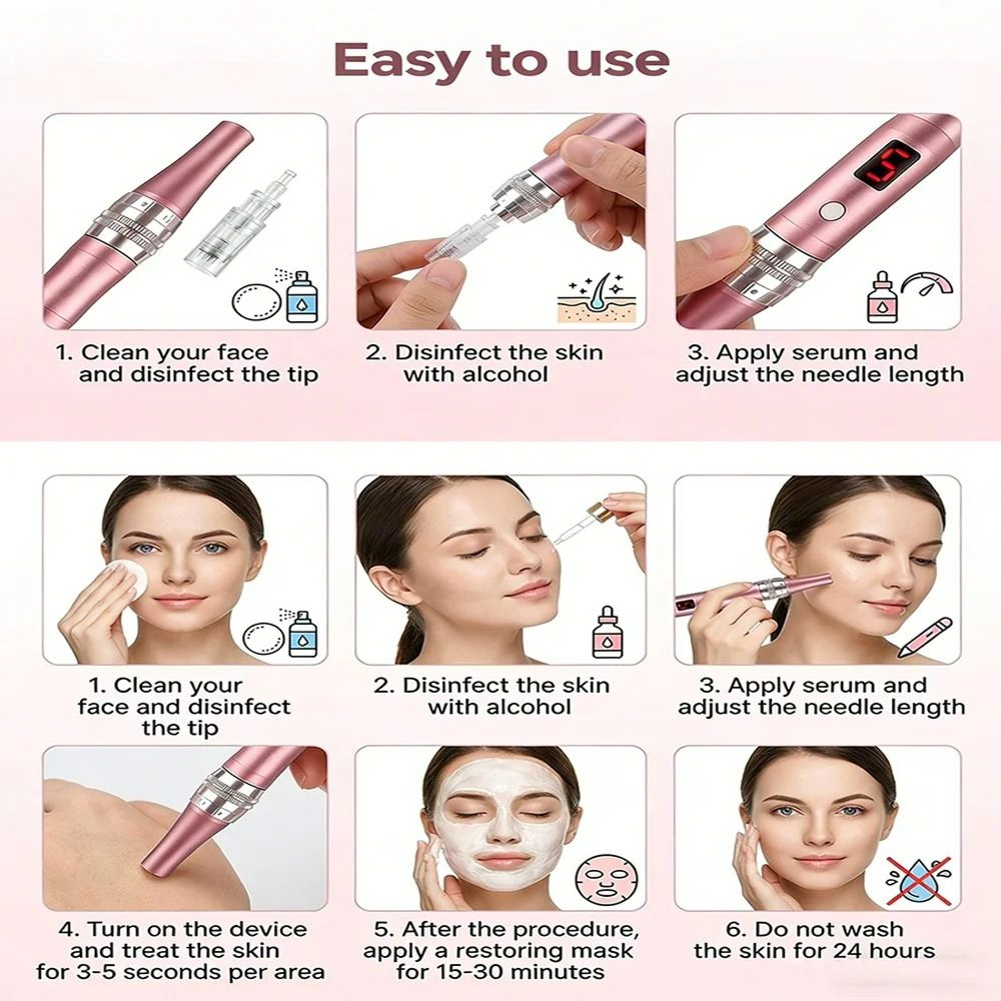 Rechargeable Portable Electric Facial Massager With 4 Replacement Heads 4
