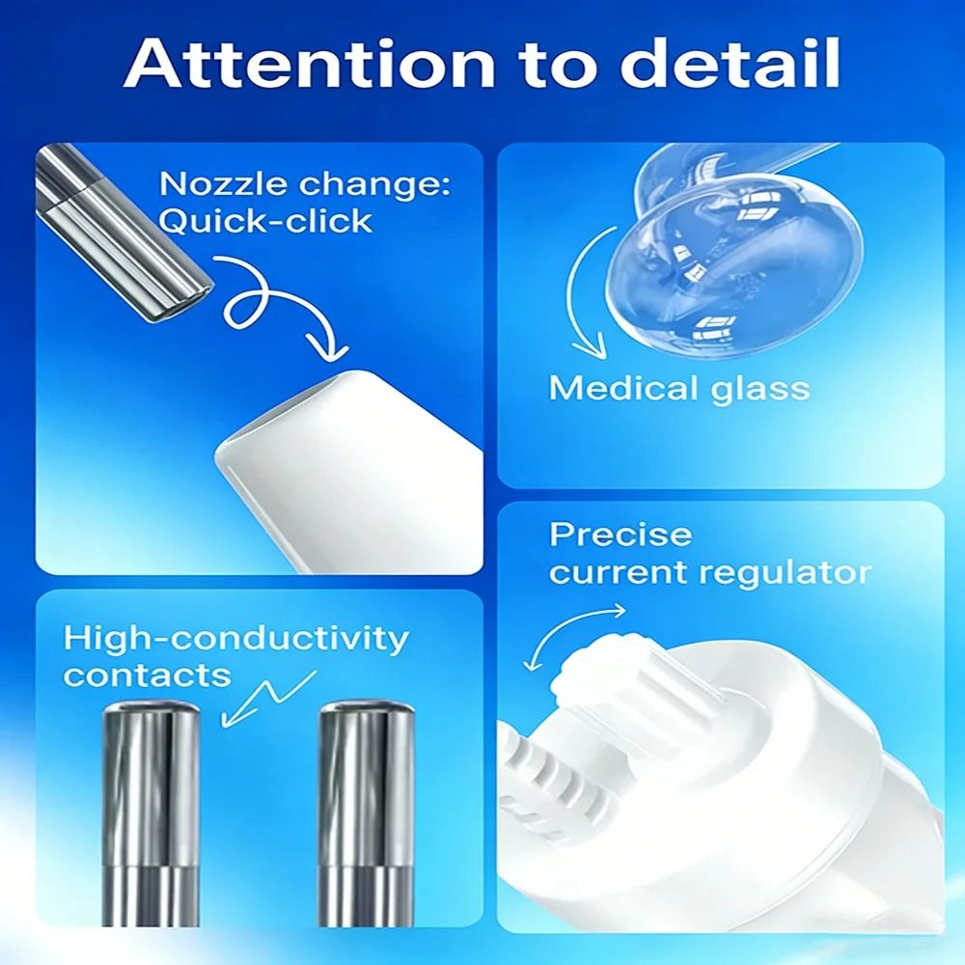 4in1 HighFrequency Glass Electrode Facial Wand 3