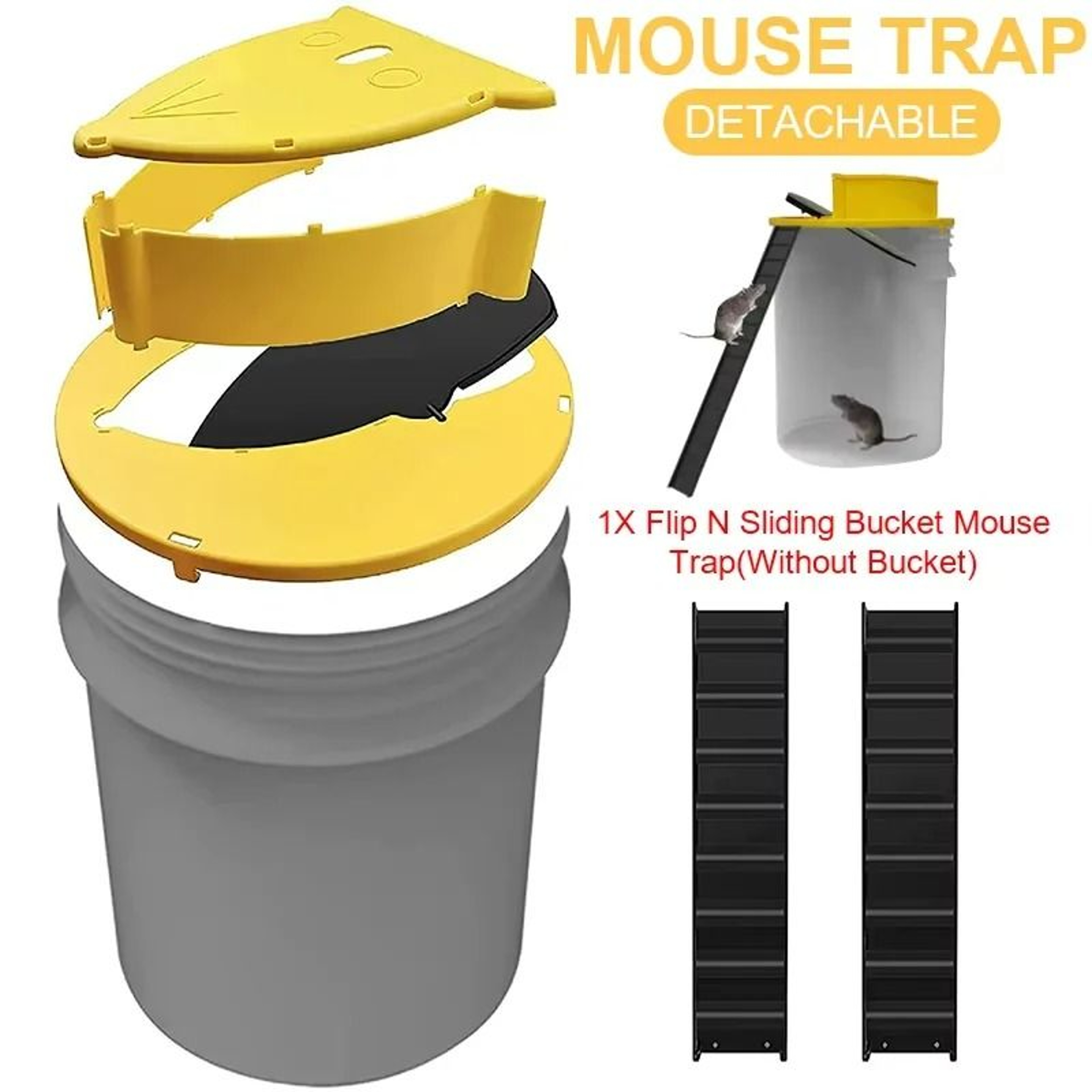 Flip  Slide Bucket Lid Mouse Trap With Automatic Reset 2