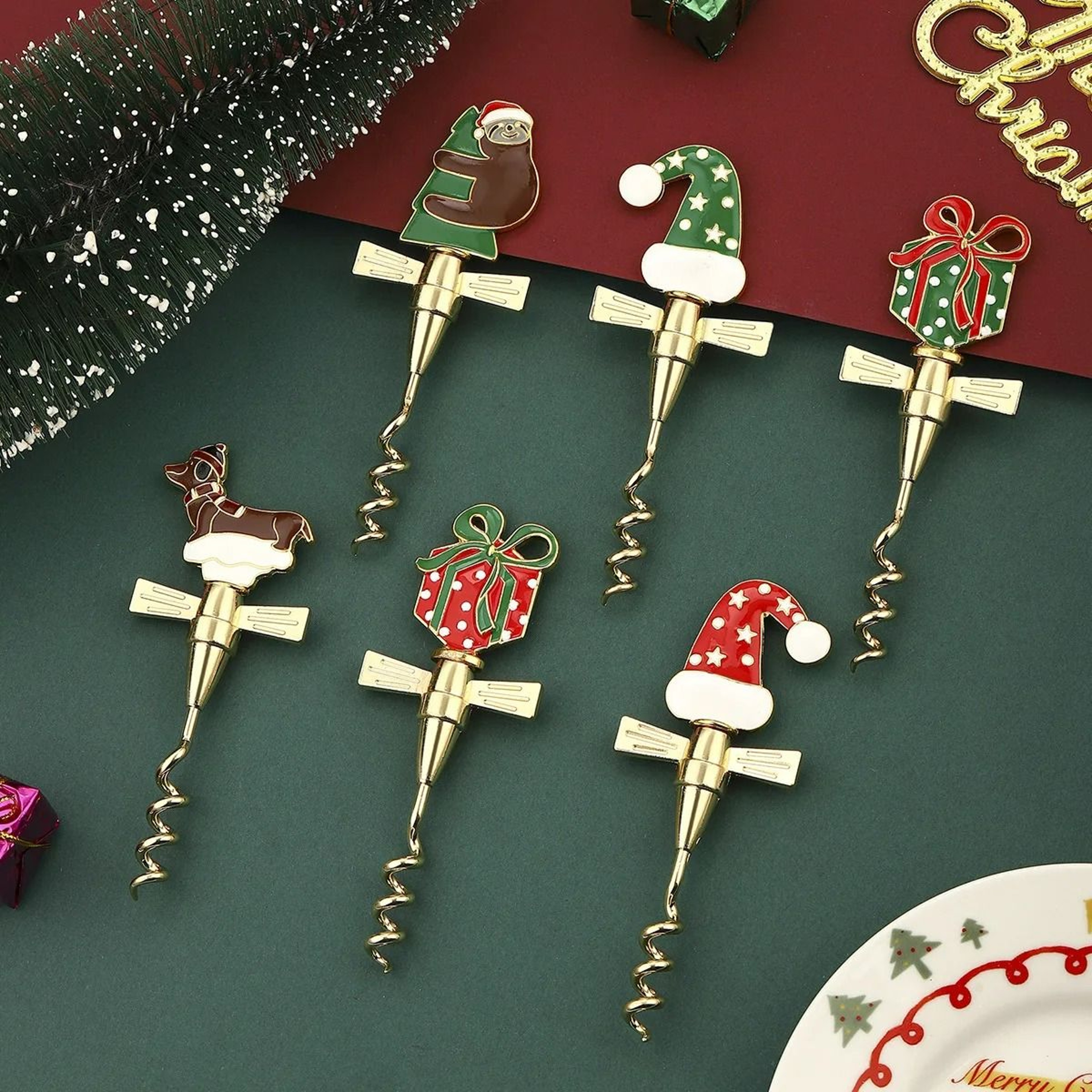 Christmas Festive Bear  Puppy Wine Bottle Opener Corkscrew 3