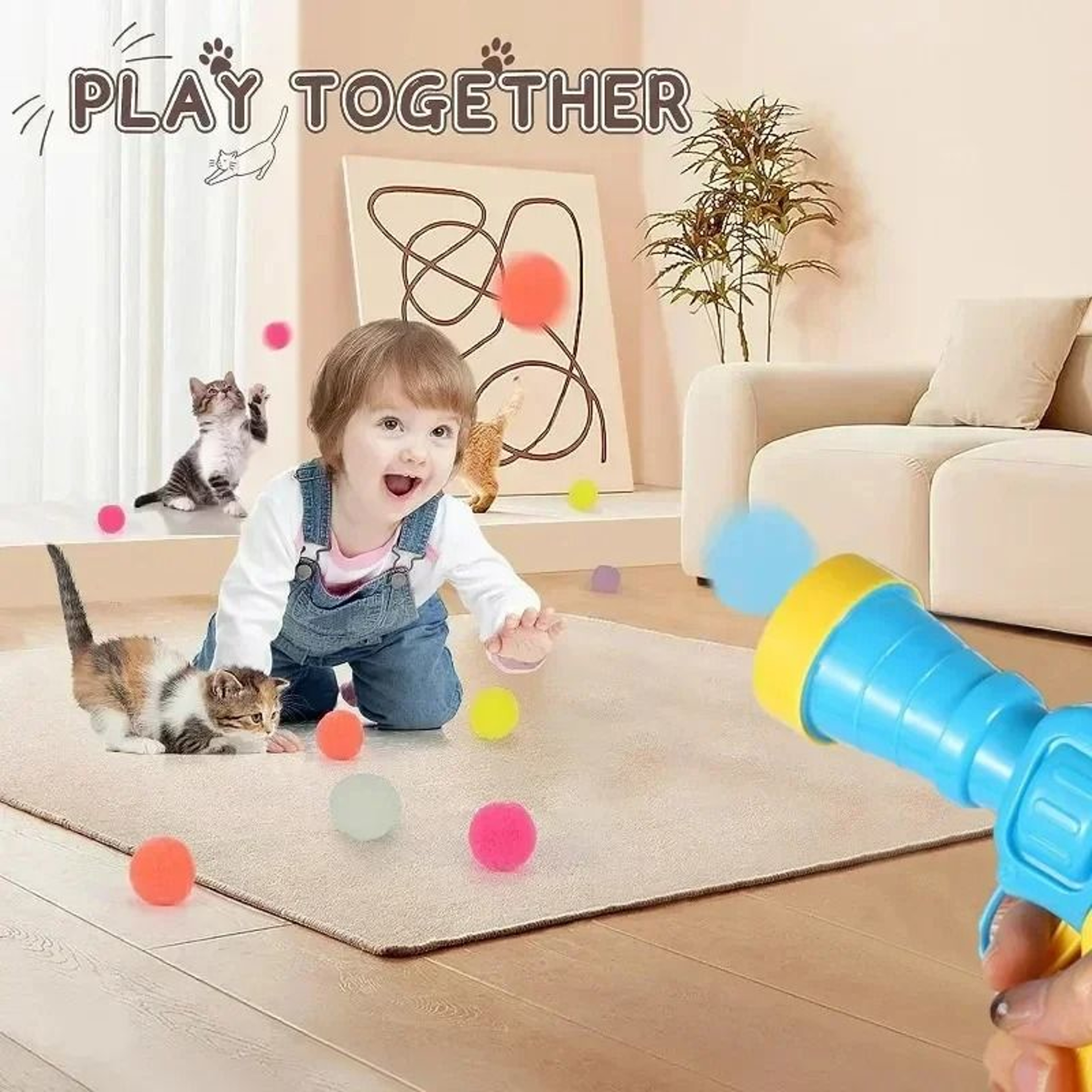 Interactive Plush Ball Launcher Gun Cat Toy Set 2