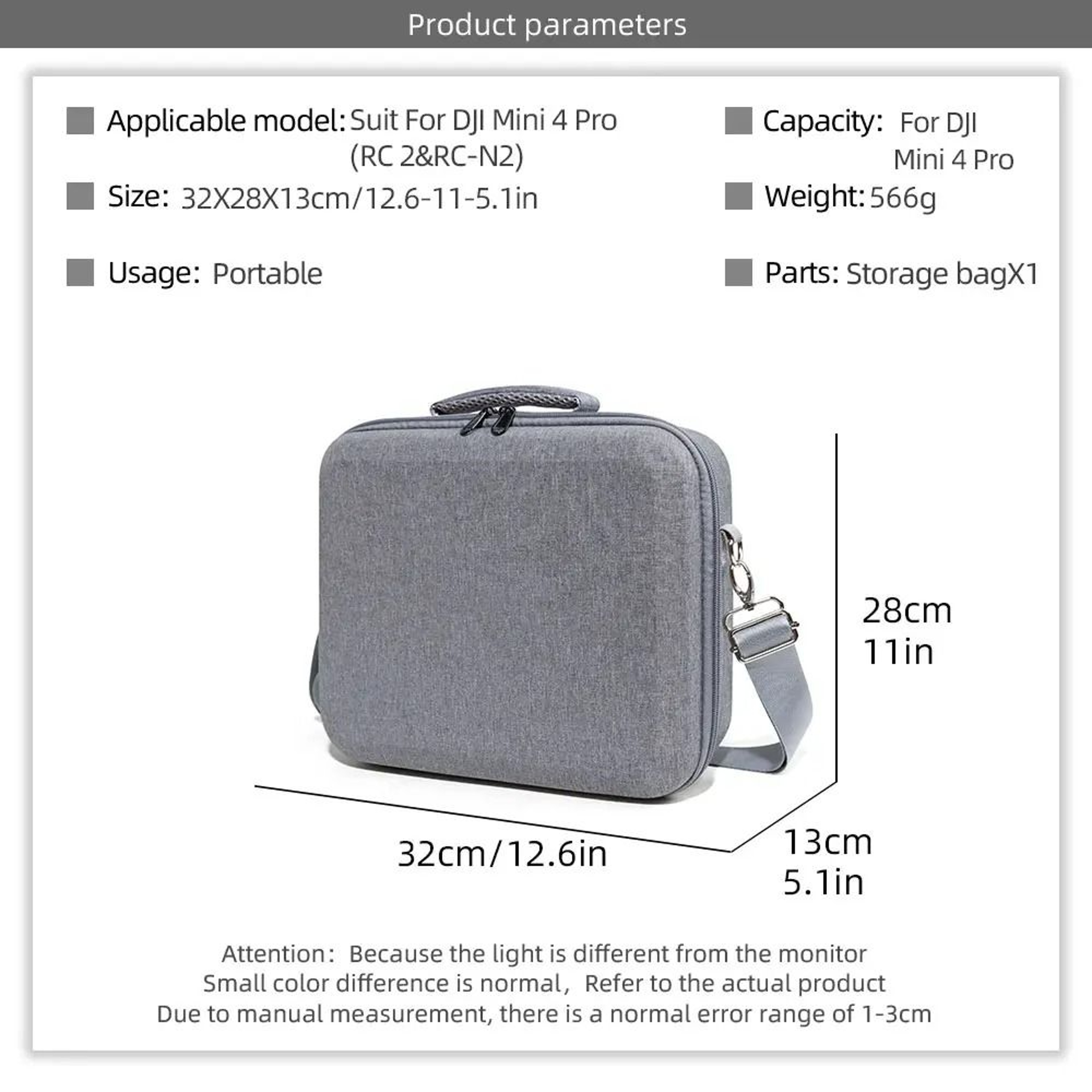 Portable Hard Shell Travel Carrying Case  Shoulder Bag For DJI Mini 4 Pro 5