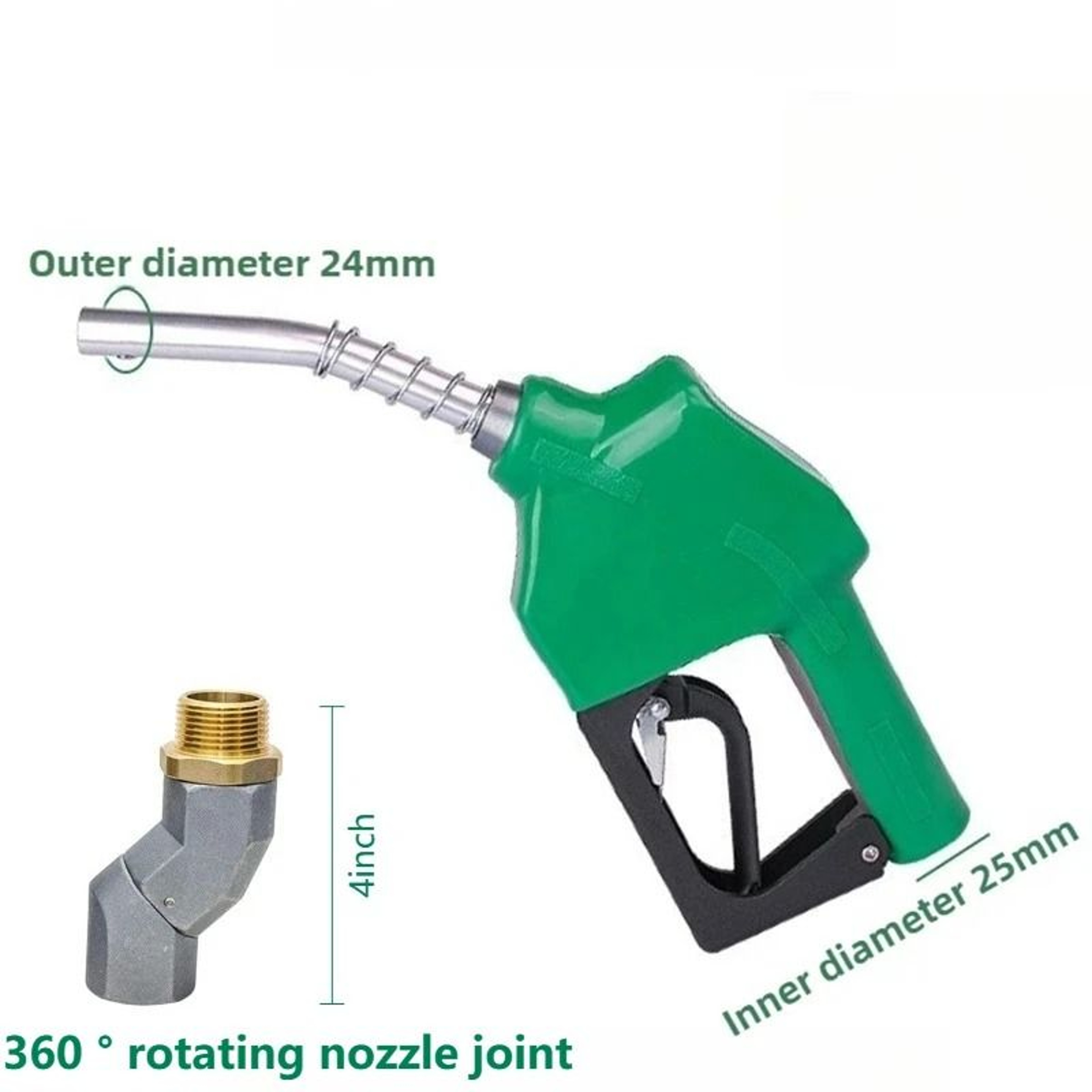 Automatic ShutOff Fuel Refueling Nozzle Gun With Integrated Swivel Joint For Gasoline  Diesel 5