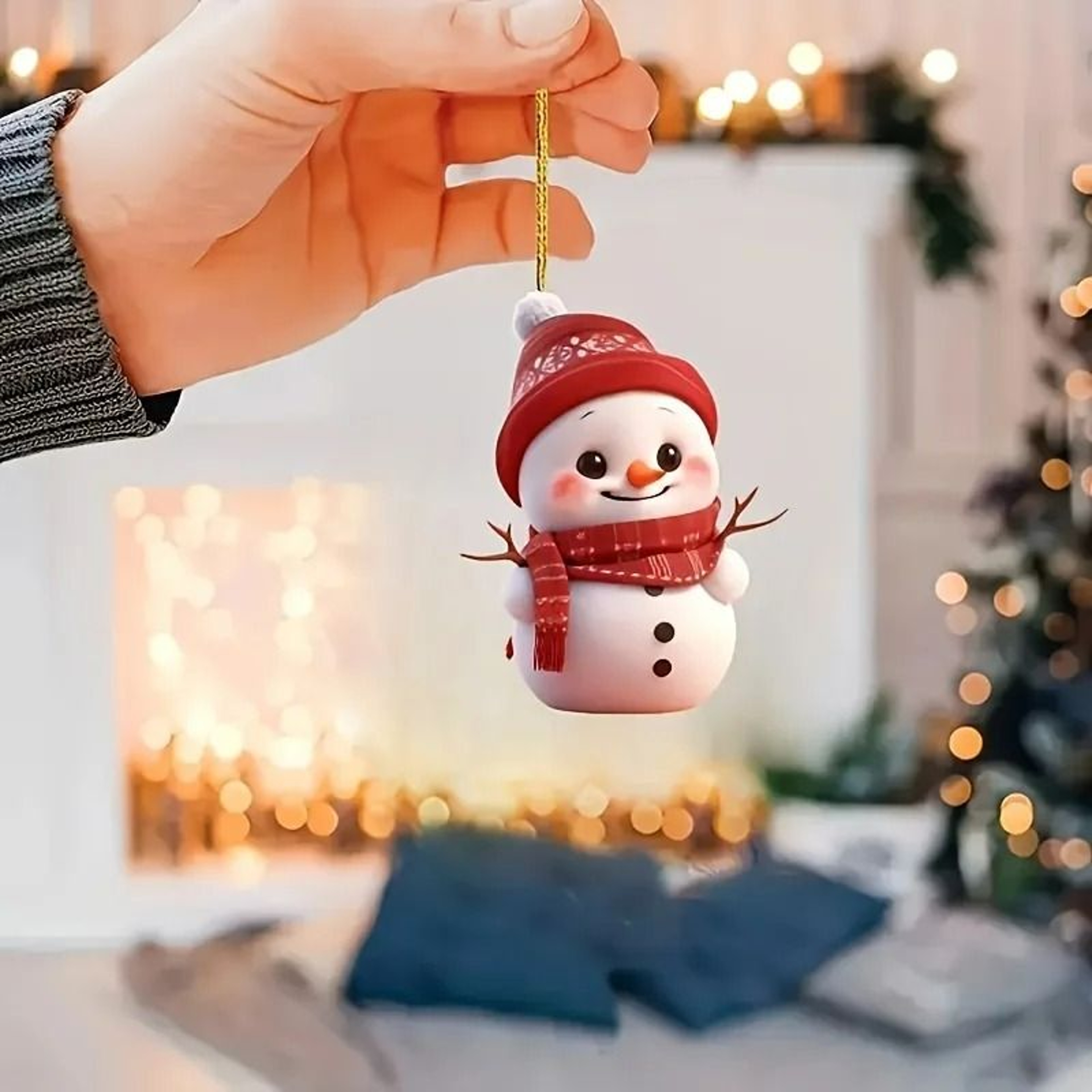 5Pcs Acrylic Snowman Christmas Tree Hanging Ornaments 3