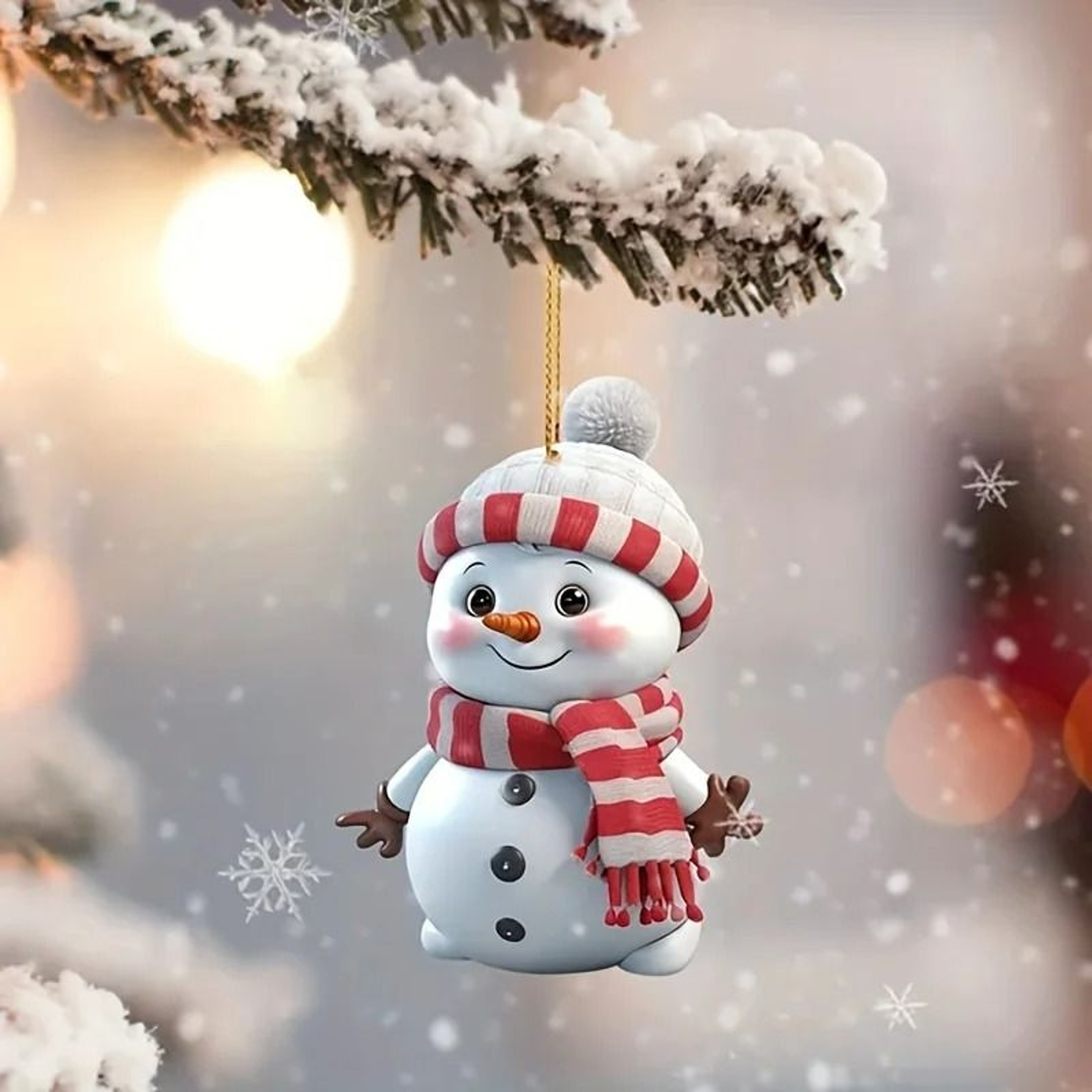 5Pcs Acrylic Snowman Christmas Tree Hanging Ornaments 4