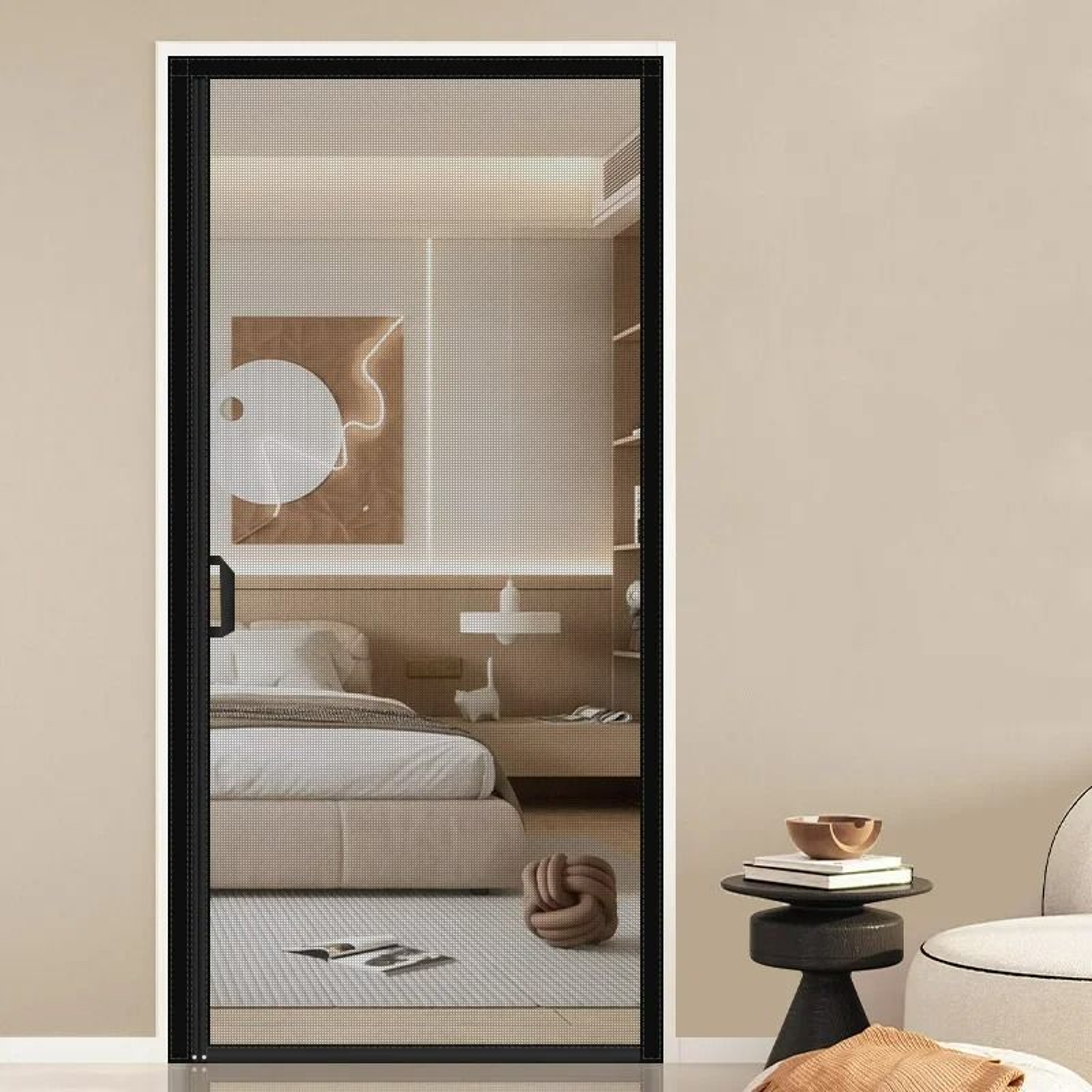 Elite Black Side Opening Magnetic Fiberglass Door Screen Mesh 0