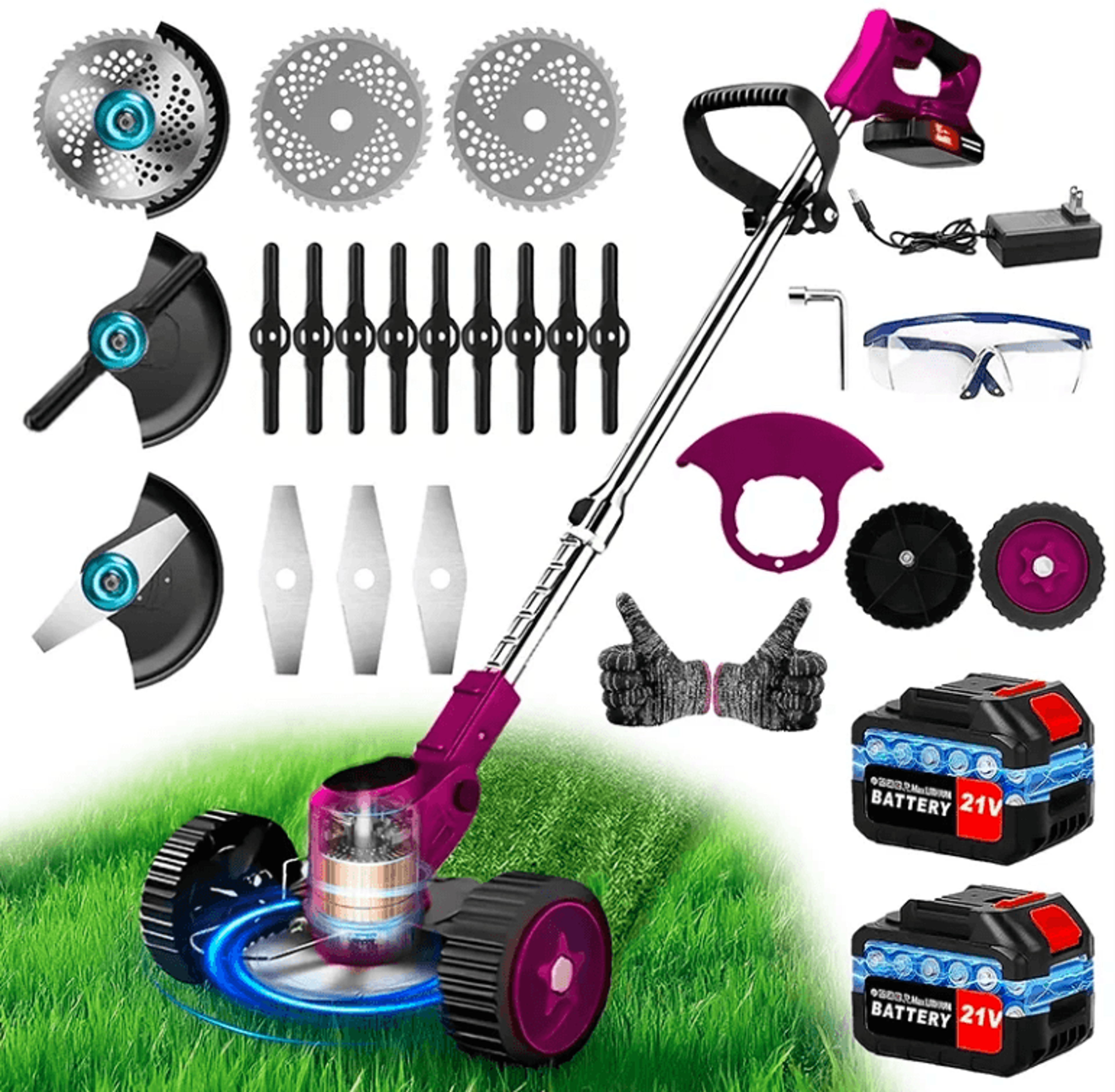 Cordless Electric Grass Trimmer  Lightweight Handheld Garden Weed Eater 10