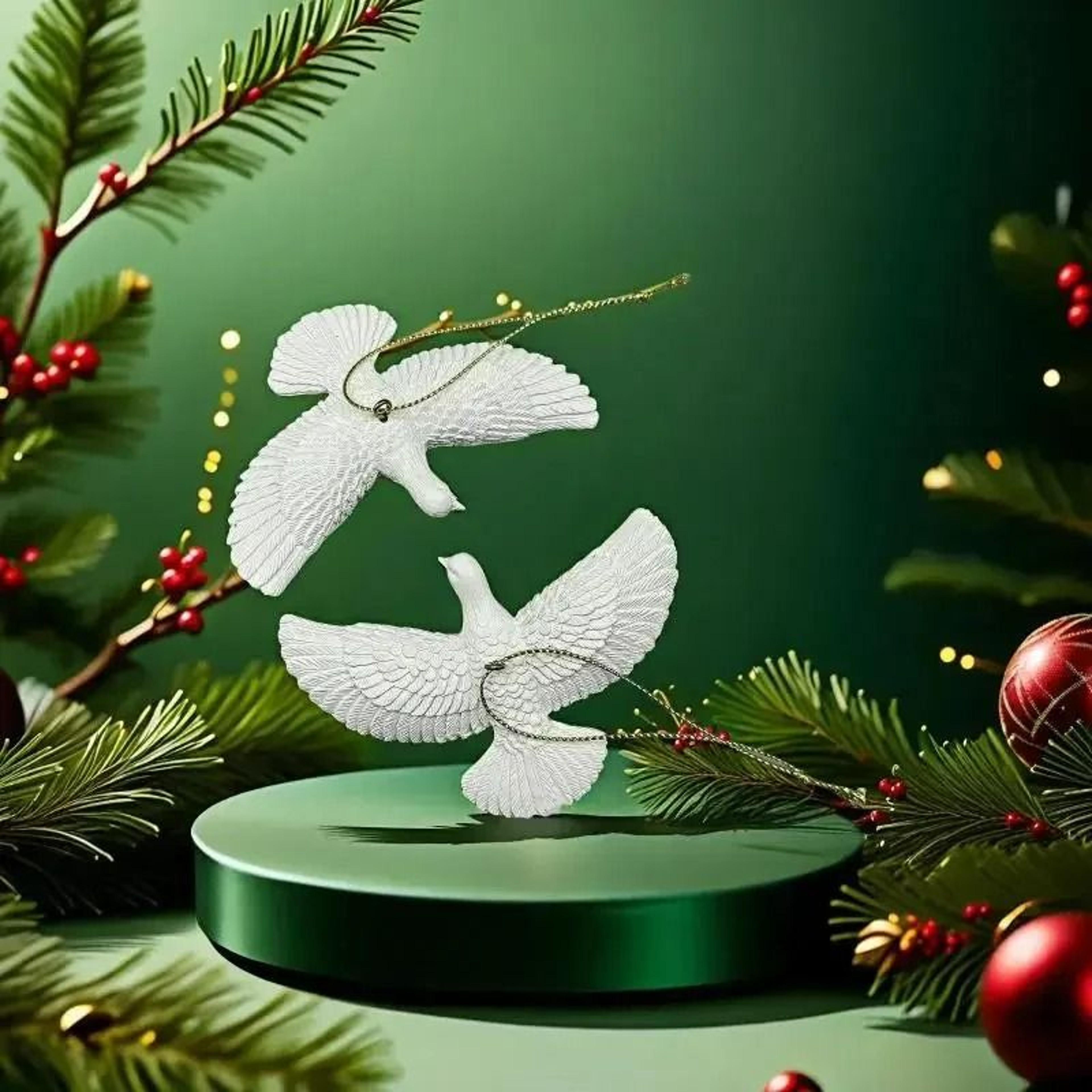 Home Alone Friendship Doves Resin Christmas Tree Ornaments Set 2