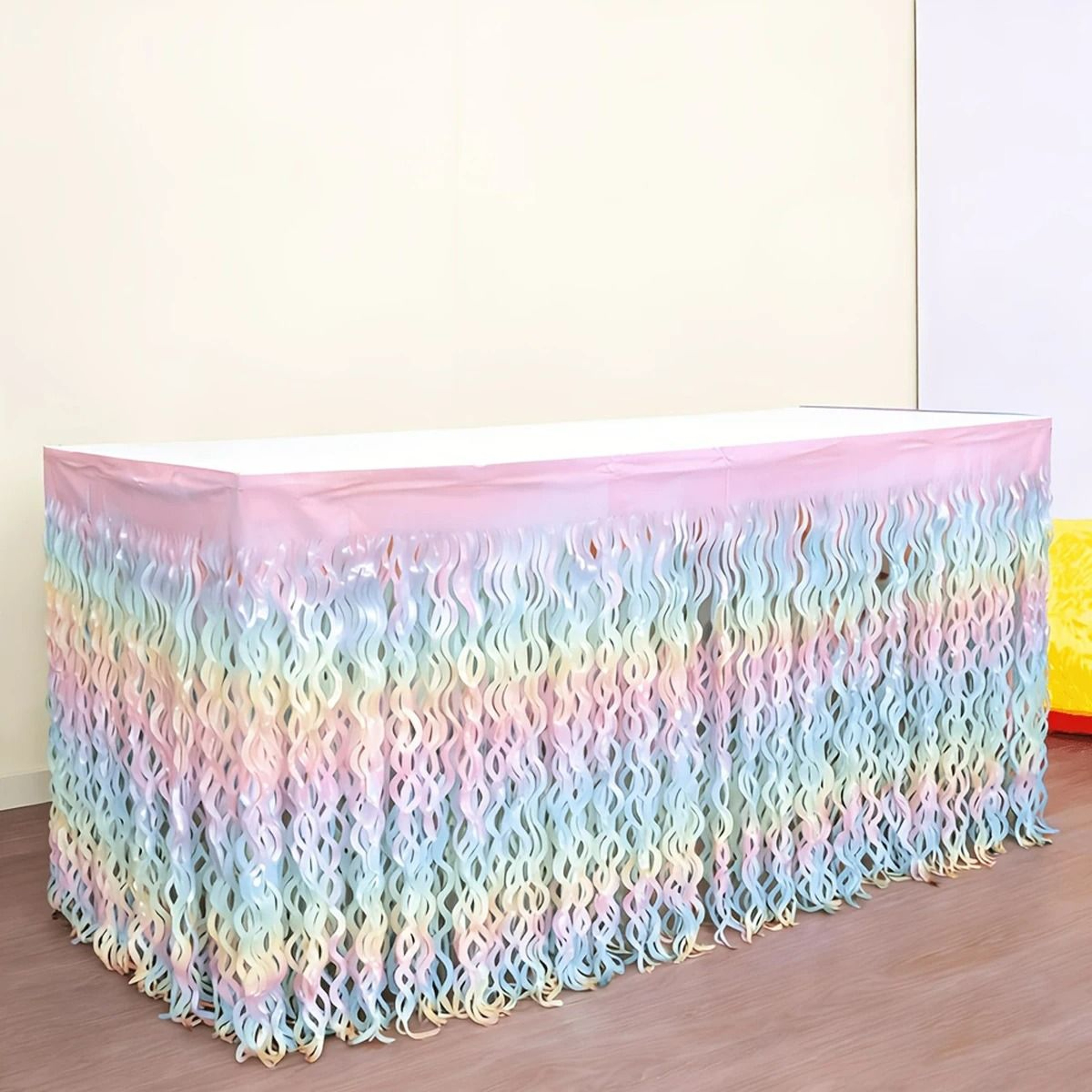 Rainbow Gradient Wave Disposable Table Skirt For Birthday Parties And Weddings 4