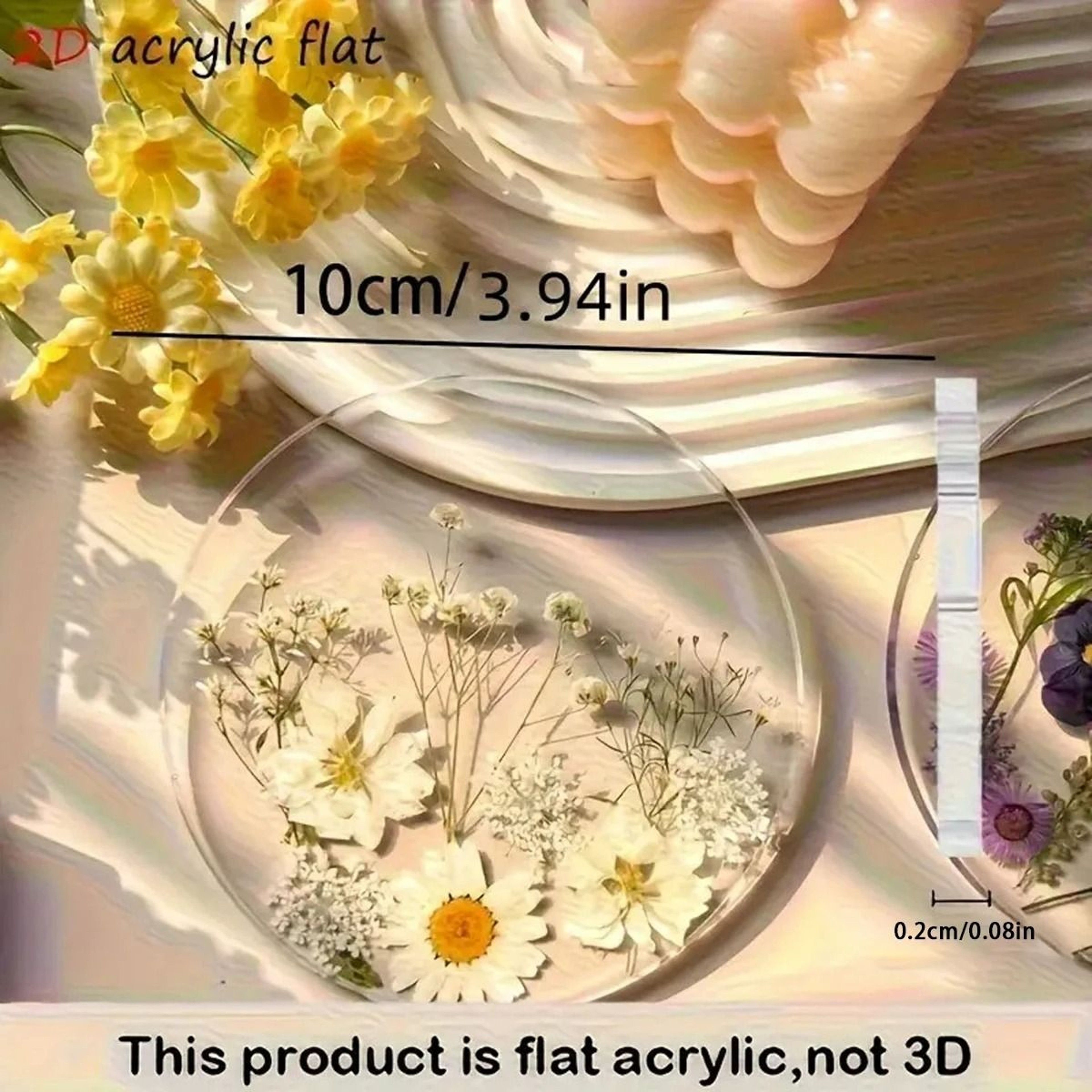 4 Piece Transparent Colorful Wildflower Acrylic Coaster Set For Party Table Decor 1