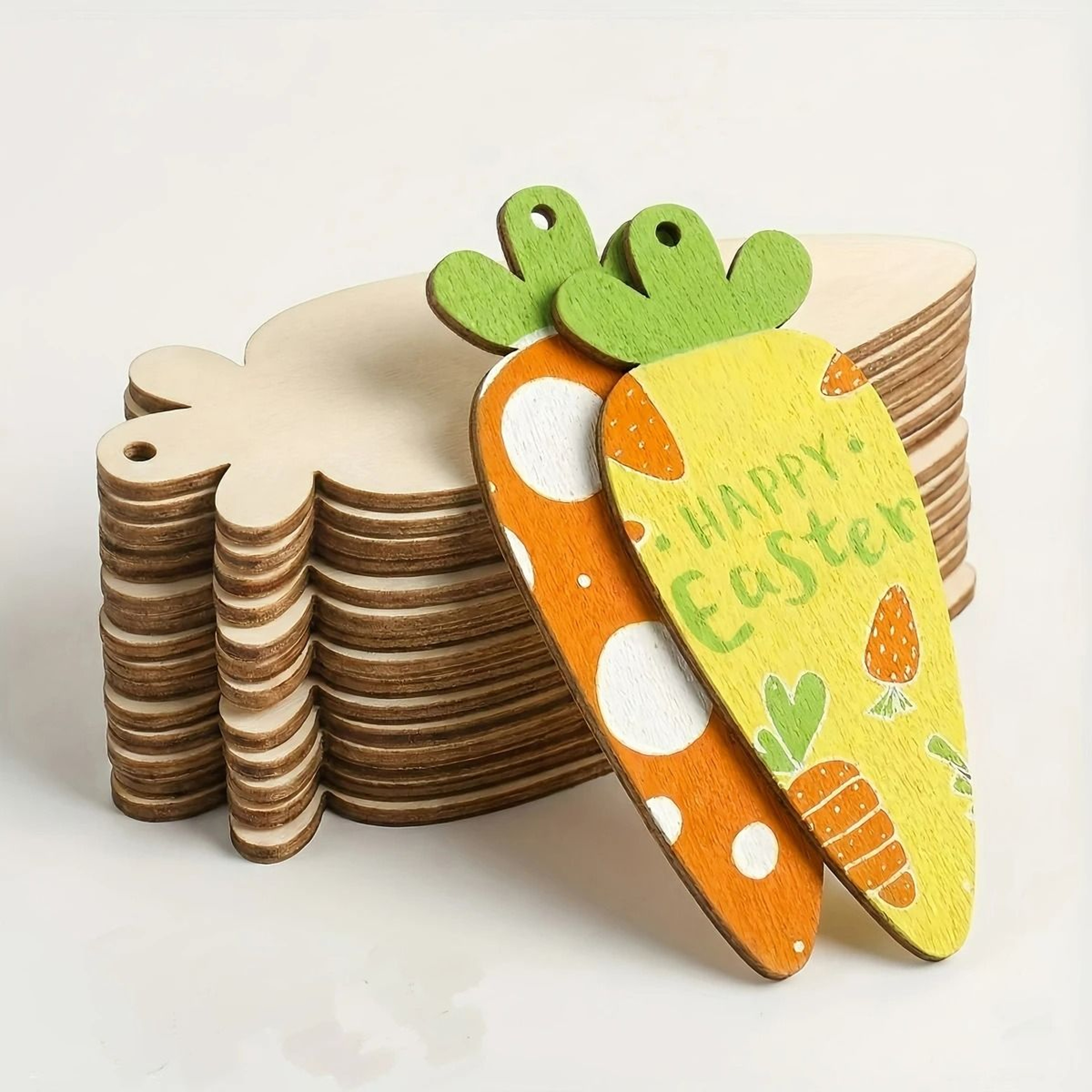10 Piece Easter Wooden Carrot Hanging Ornaments With Twine For DIY Crafts 4