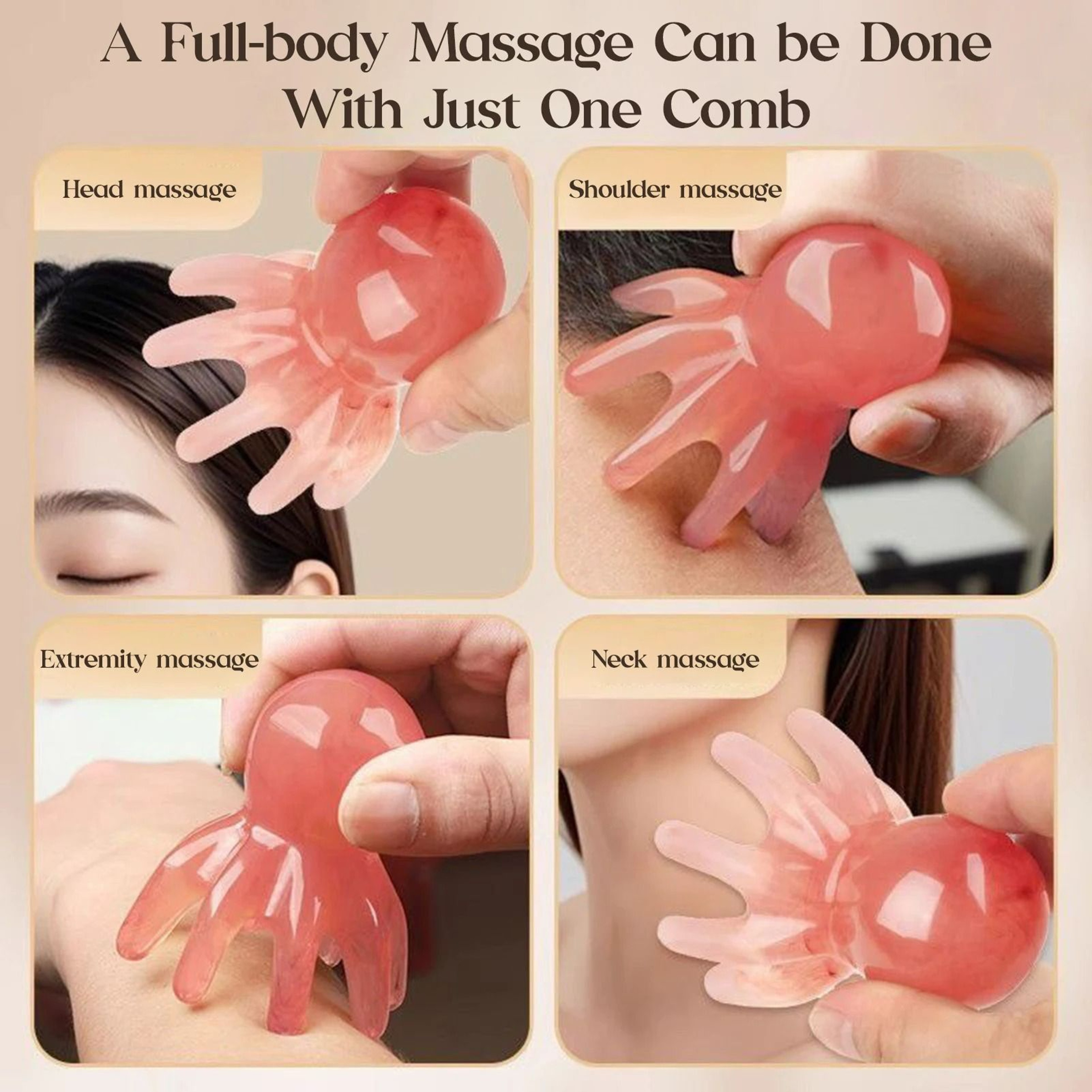 Cute Octopus Head Massager And Manual Acupressure Gua Sha Scalp Comb 4