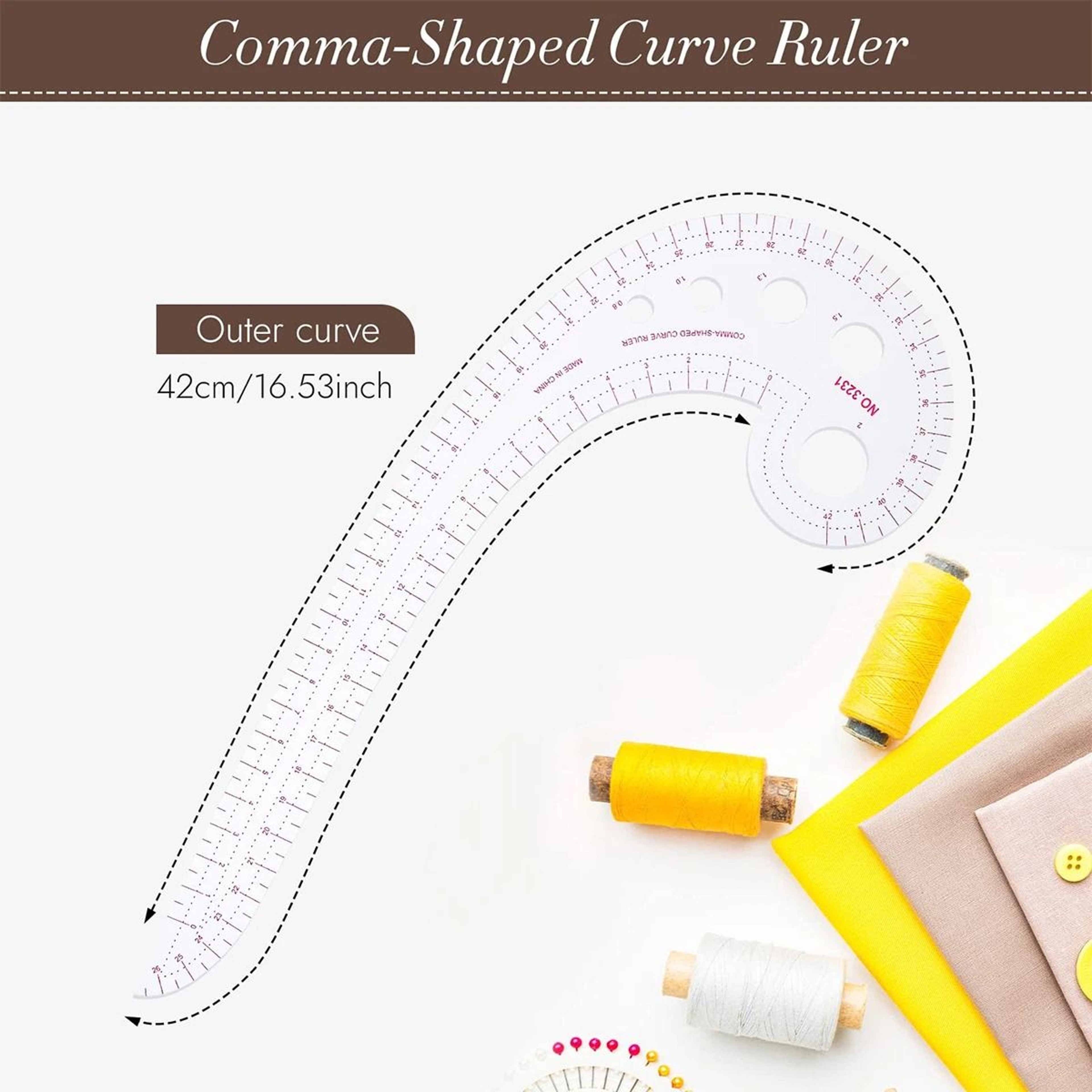 CommaShaped French Curve Sewing Ruler 165 In For Garment Drafting And Pattern Making 1