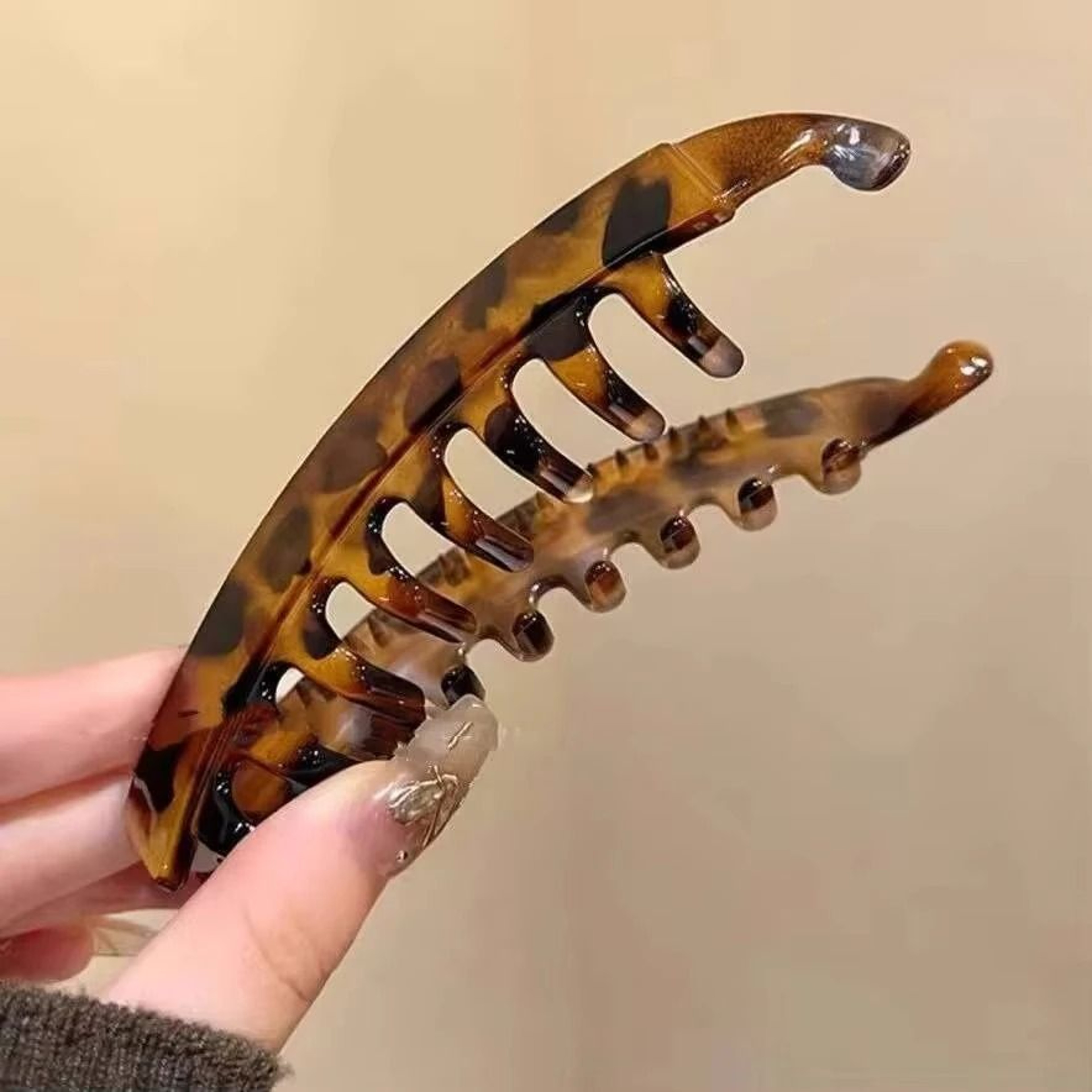 Tortoiseshell FishShaped Banana Hair Clip And Ponytail Twist Clamp 3