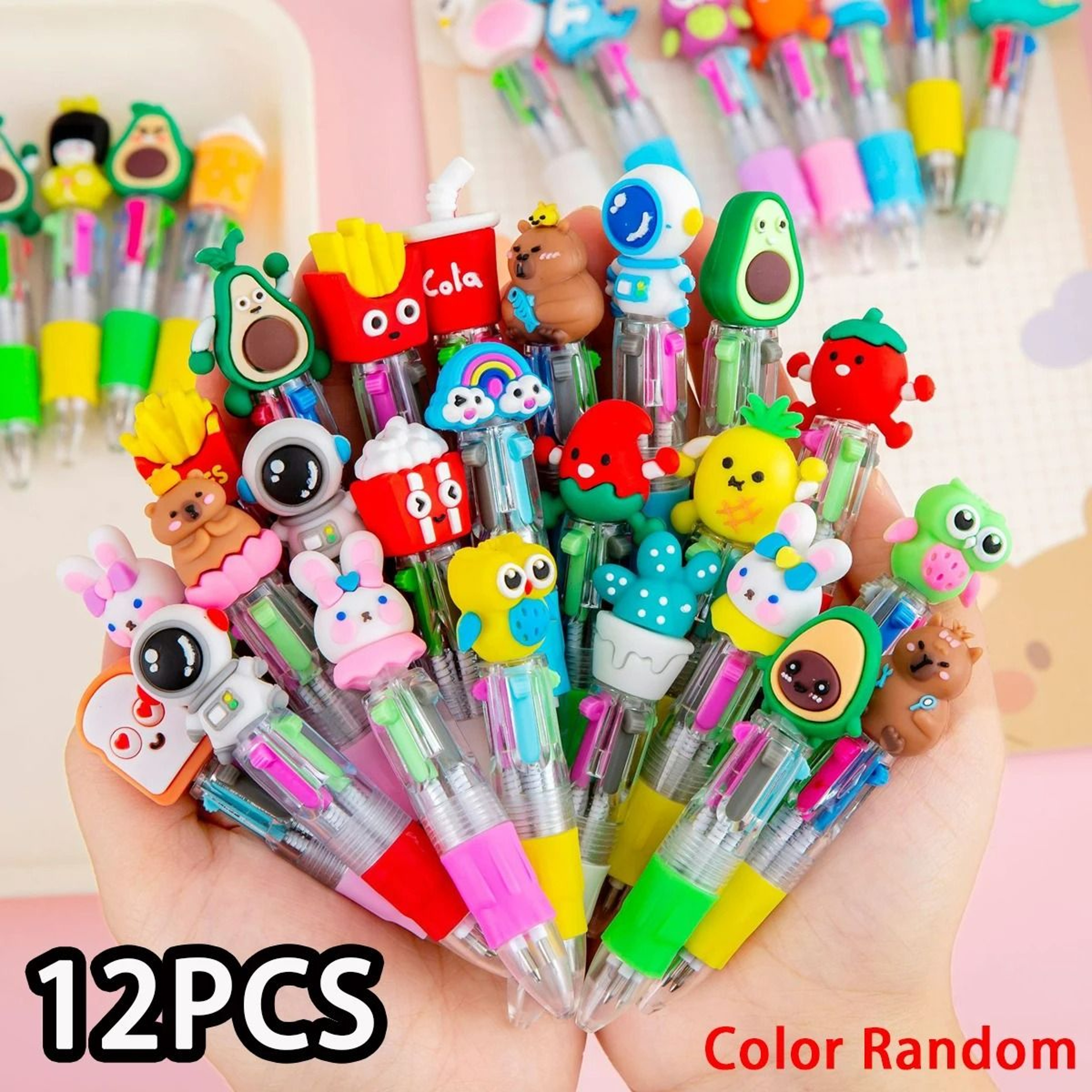 12Piece Cute 4in1 Multicolor Retractable Mini Ballpoint Pens Set 5