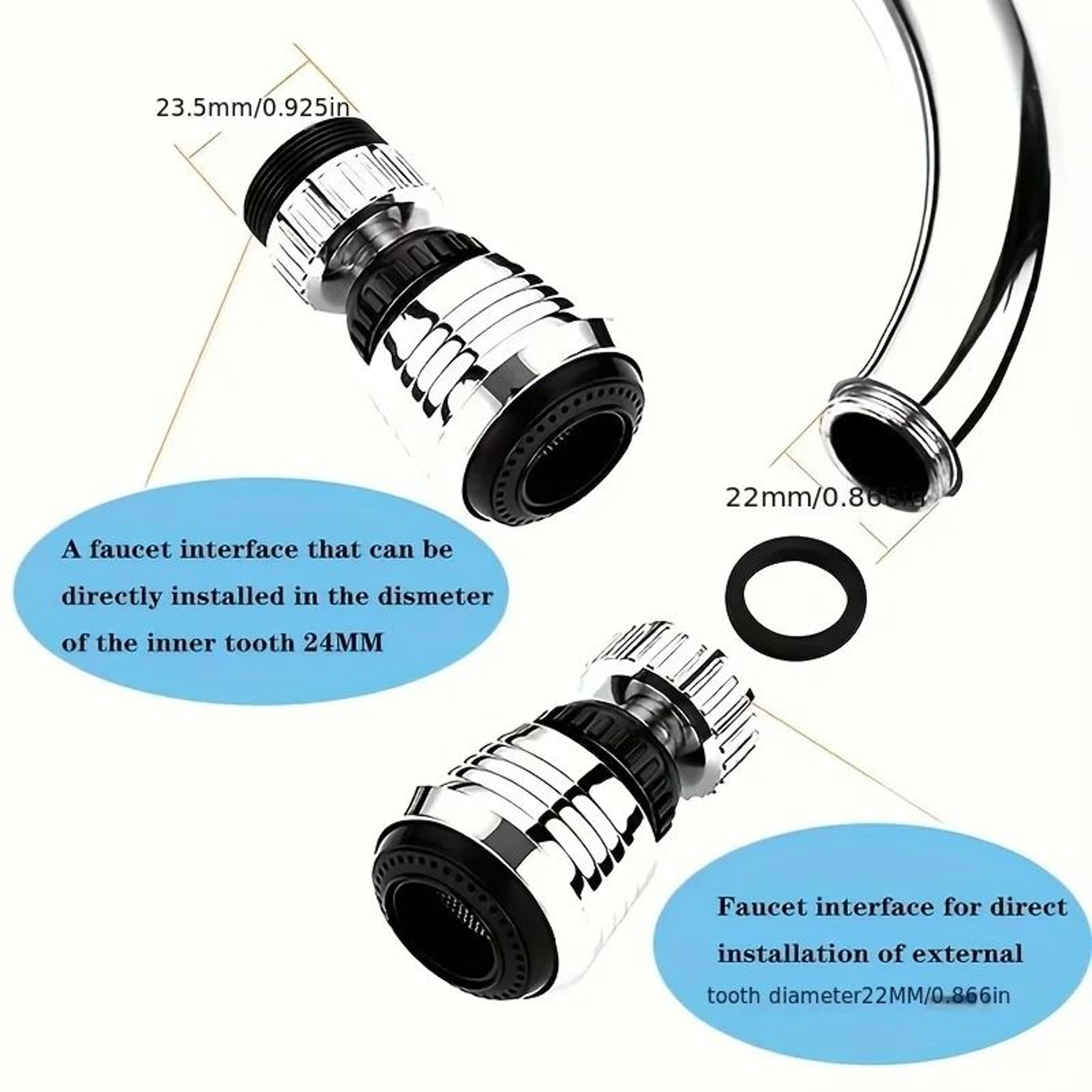1Piece 360Degree Rotating Kitchen Faucet Pressurized AntiSplash Extension Sprayer 4